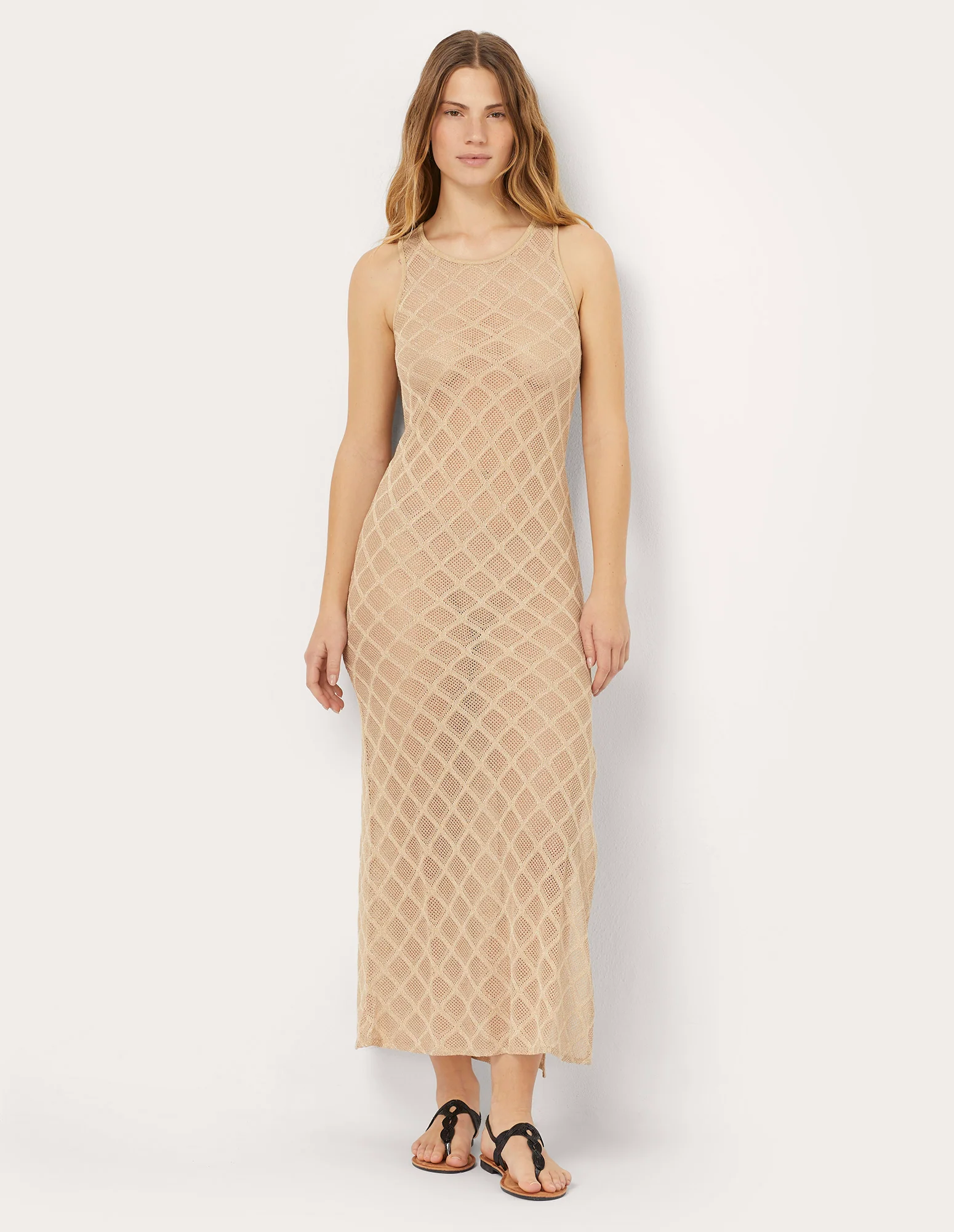 Abito lungo con viscosa a piccoli rombi Summer Glam - Image 8