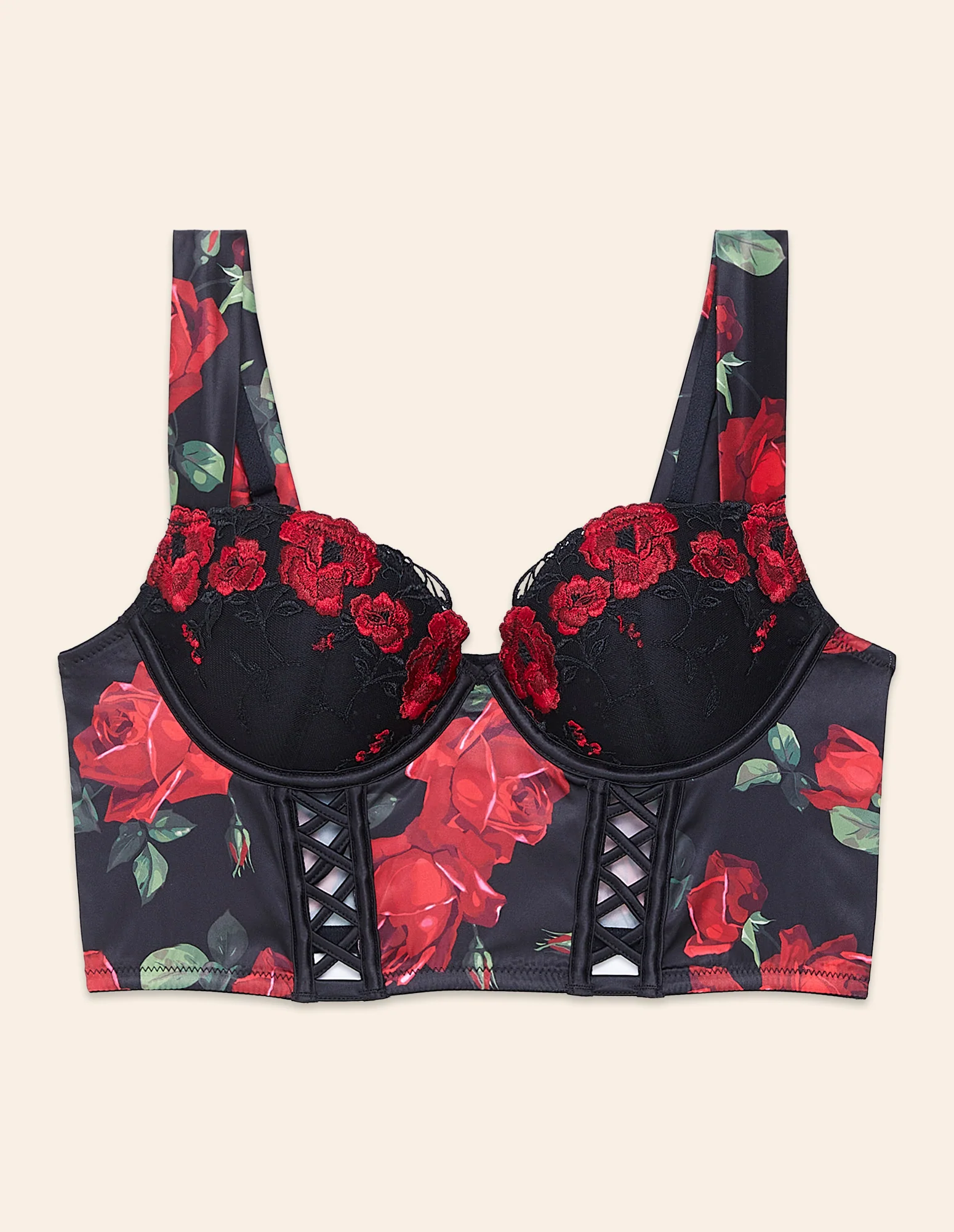 Bustier con ferretto con leggera imbottitura in raso con rose Seville - Image 4