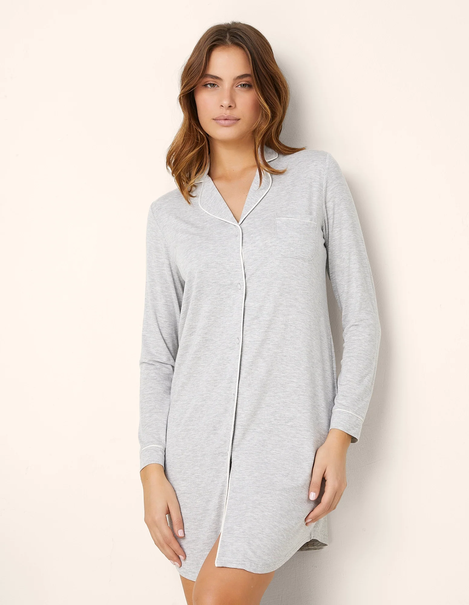 Camicia da notte con bottoni Daily con TENCEL™ Modal
