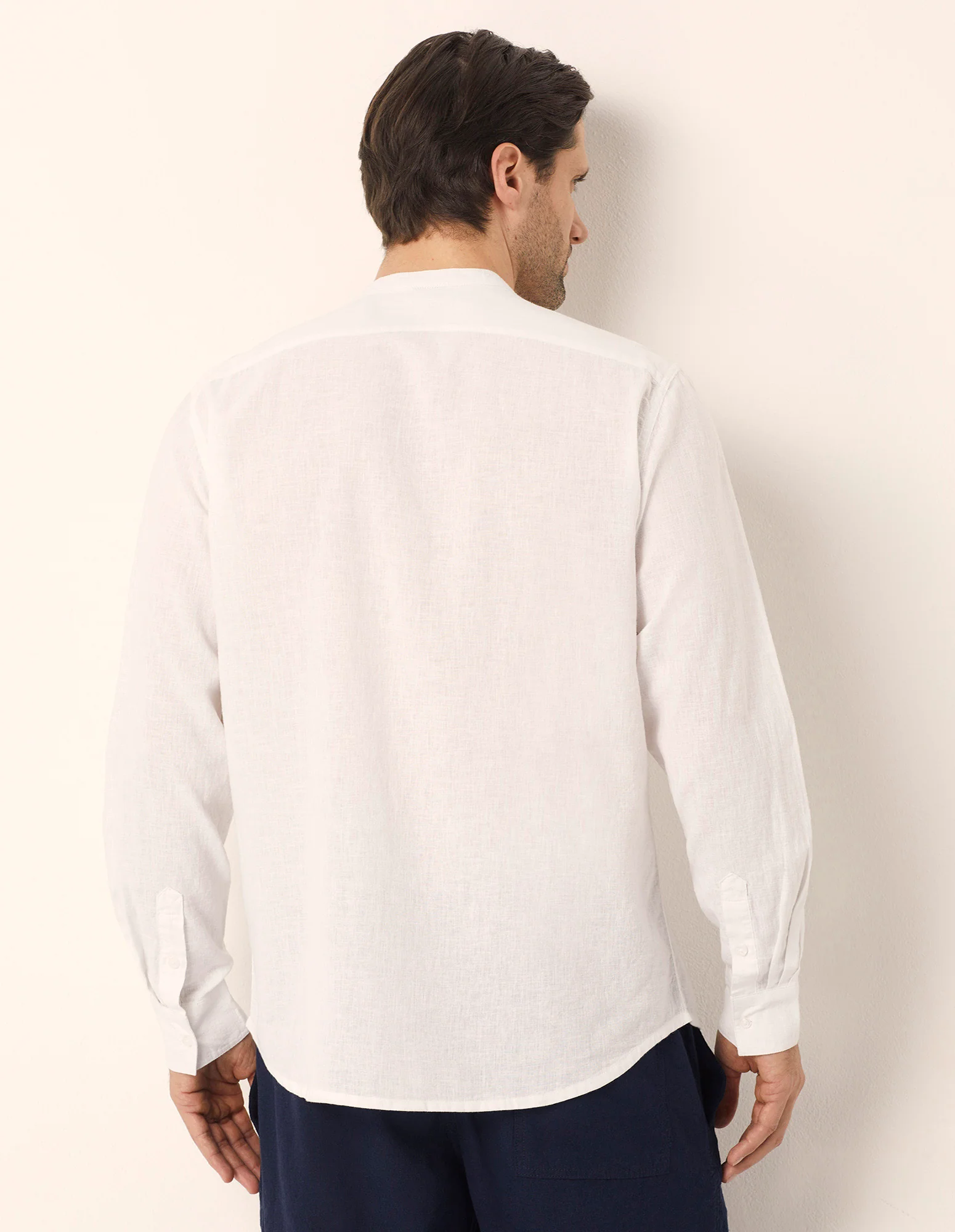 Camicia da uomo con colletto alla coreana Cotton Linen - Image 3