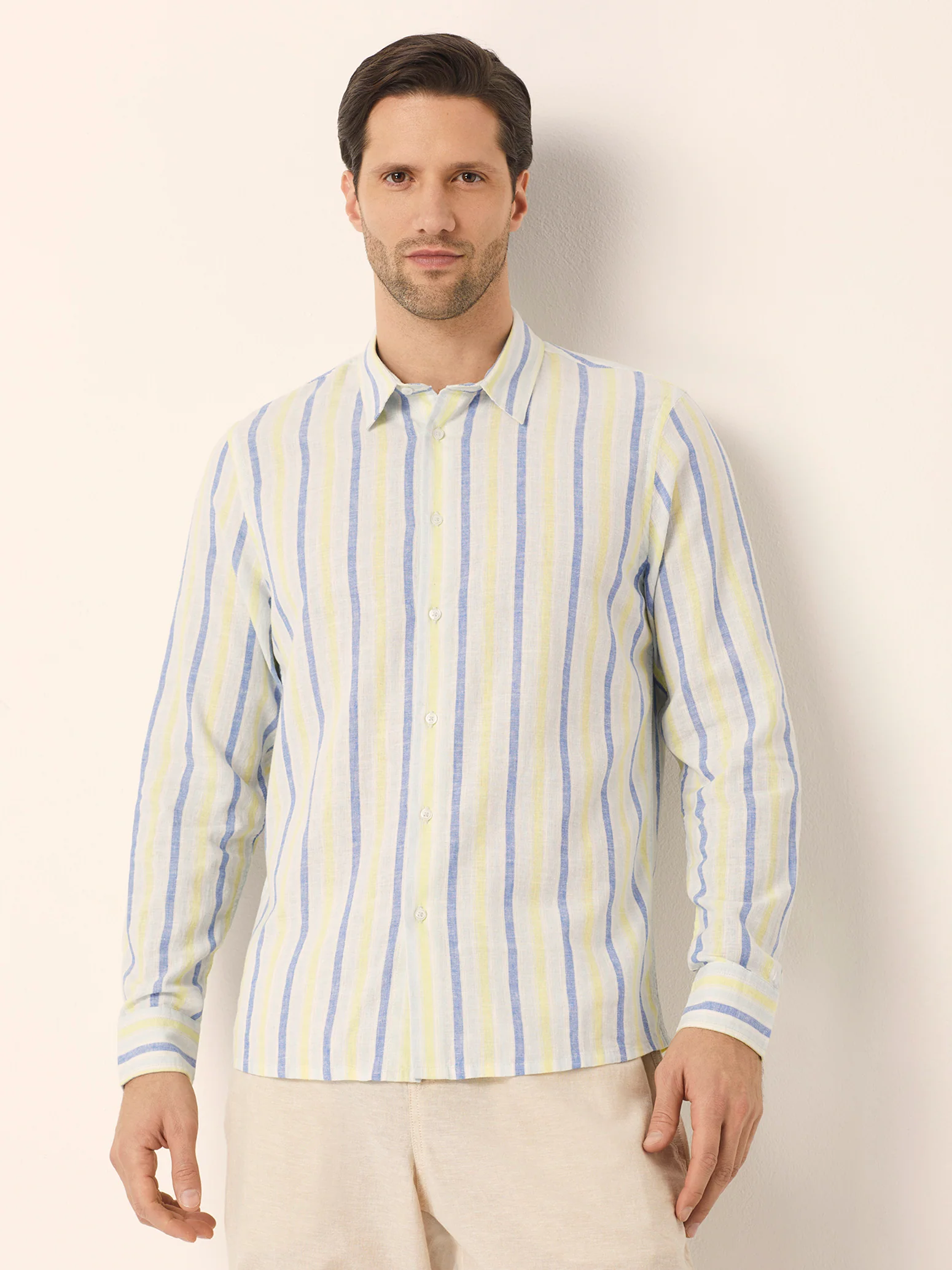 Camicia da uomo con colletto classico Cotton Linen - Image 11