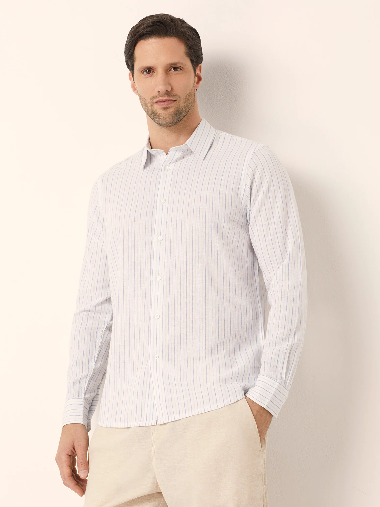 Camicia da uomo con colletto classico Cotton Linen - Image 16