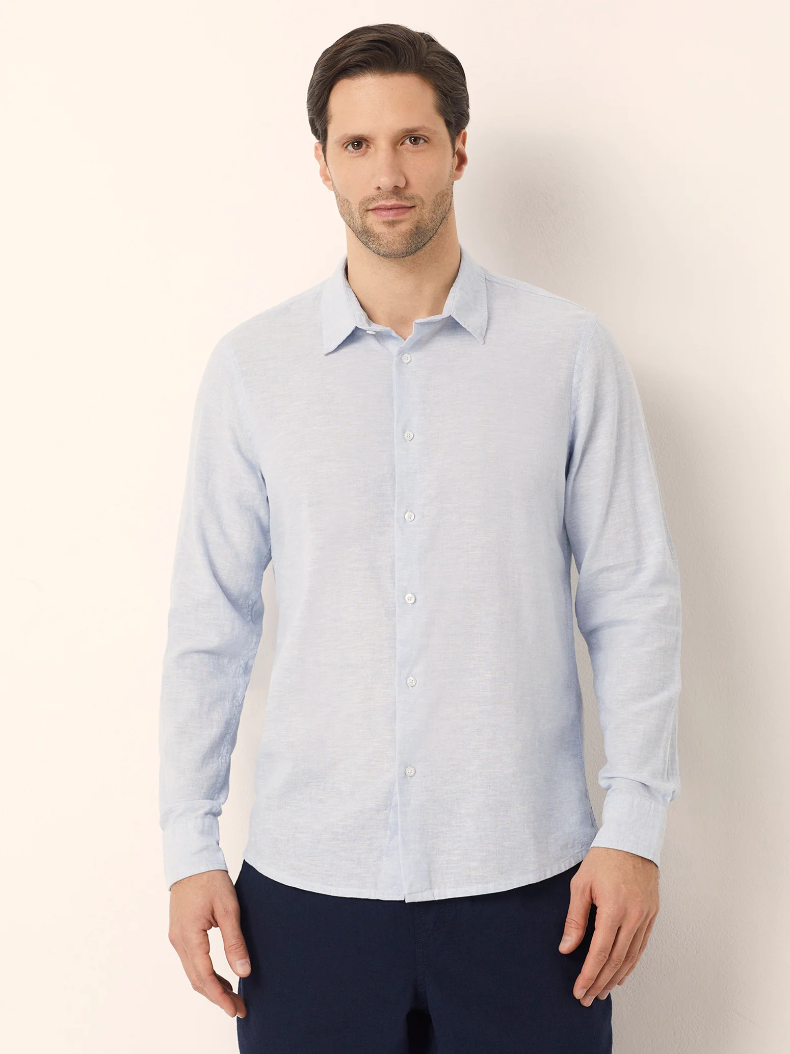 Camicia da uomo con colletto classico Cotton Linen - Image 2