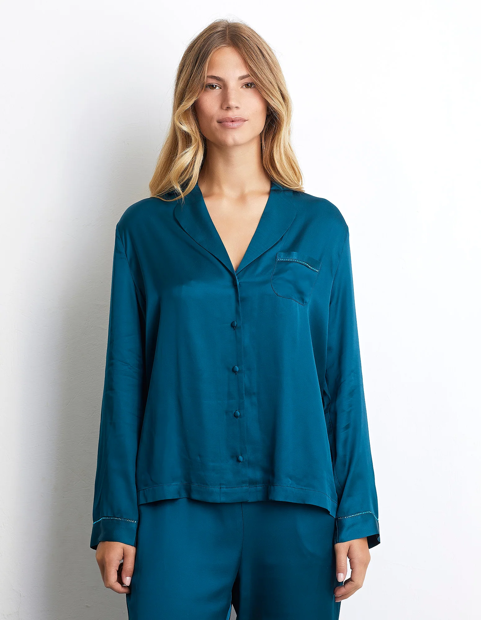 Camicia in raso di viscosa Emerald Touch - Image 2