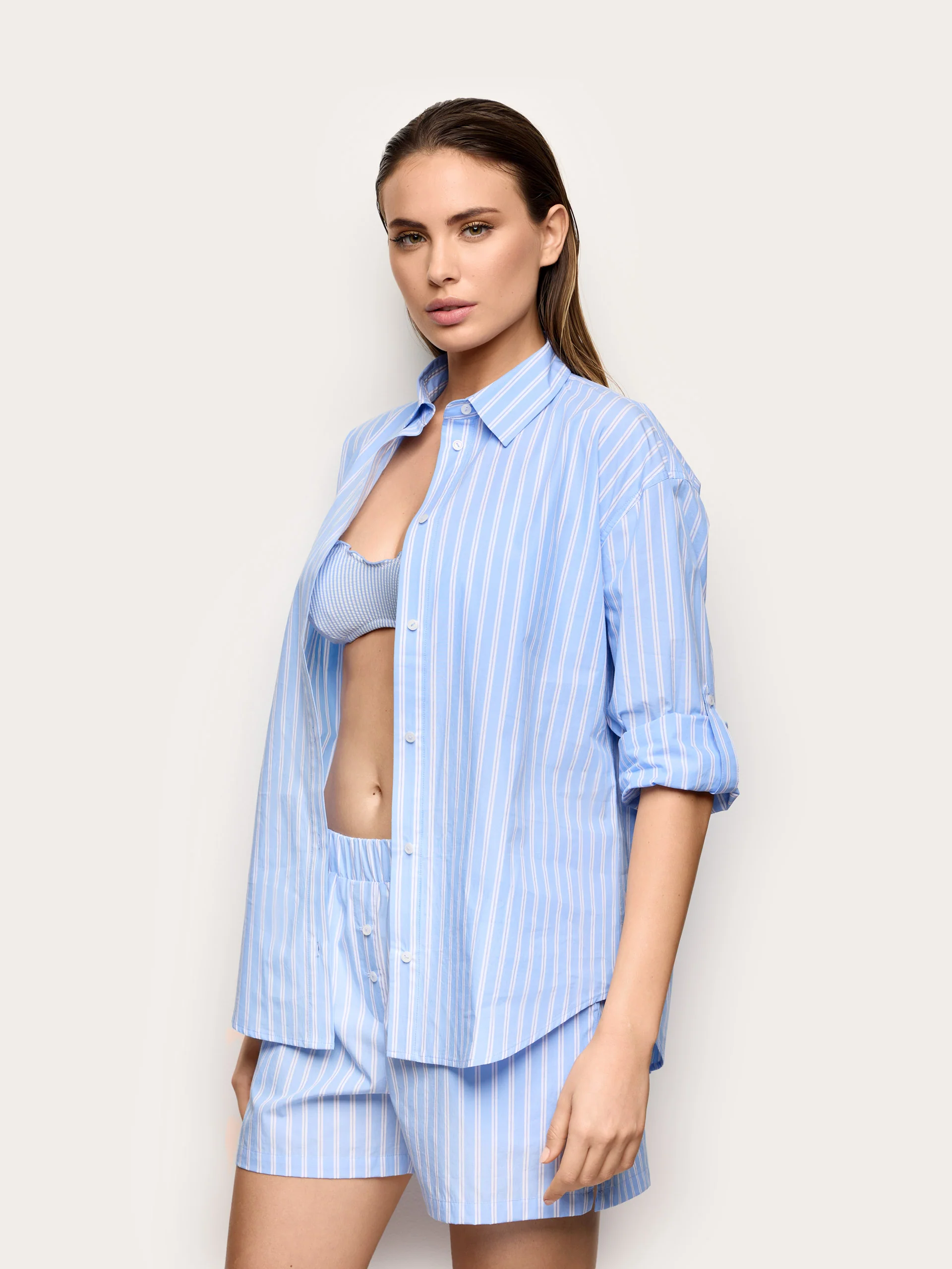Camicia in cotone a righe - Popeline