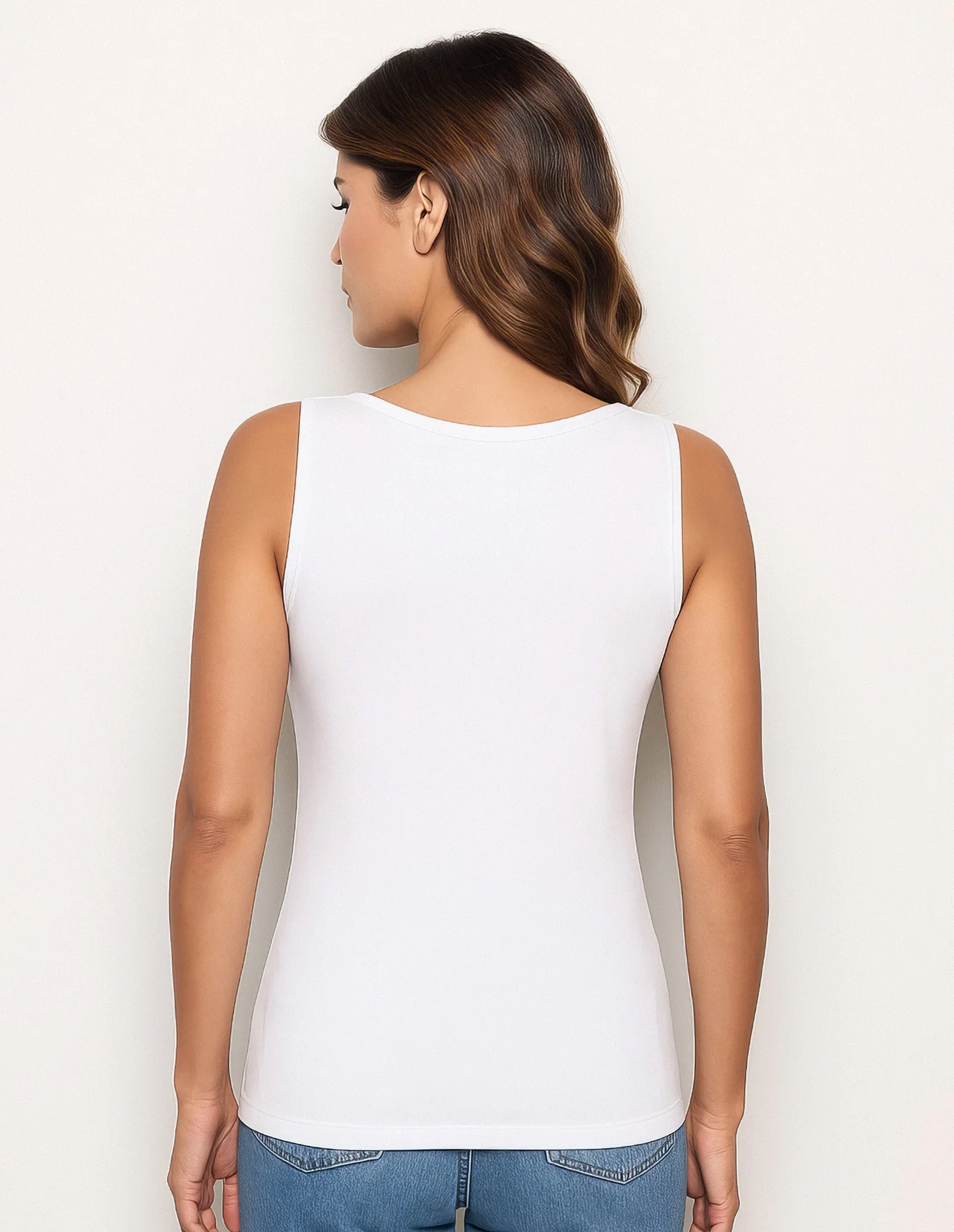 Canotta scollo a V Basic in TENCEL™ Modal con Lana - Image 3
