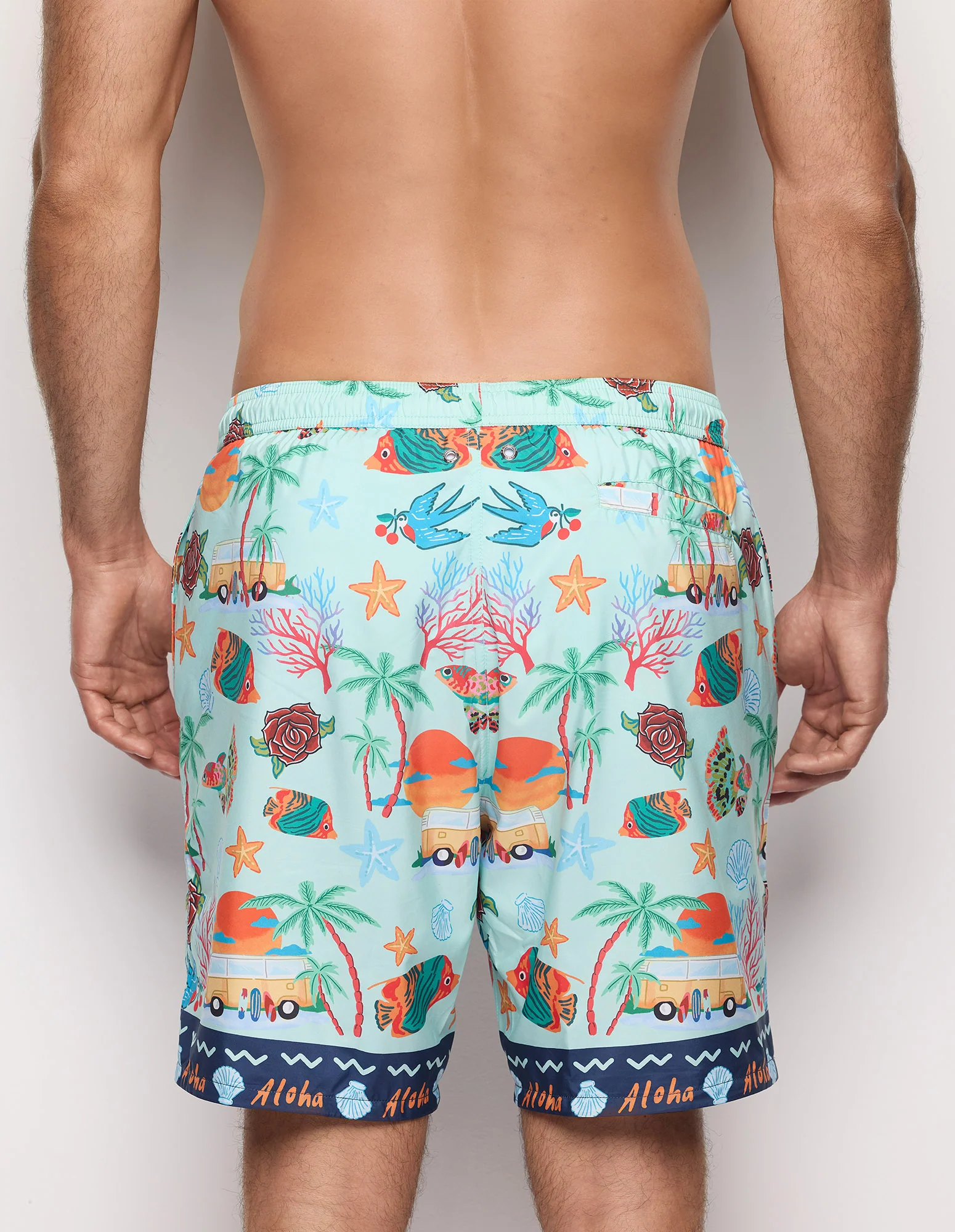 Costume boxer lungo da uomo con elementi marini Tropical - Image 4