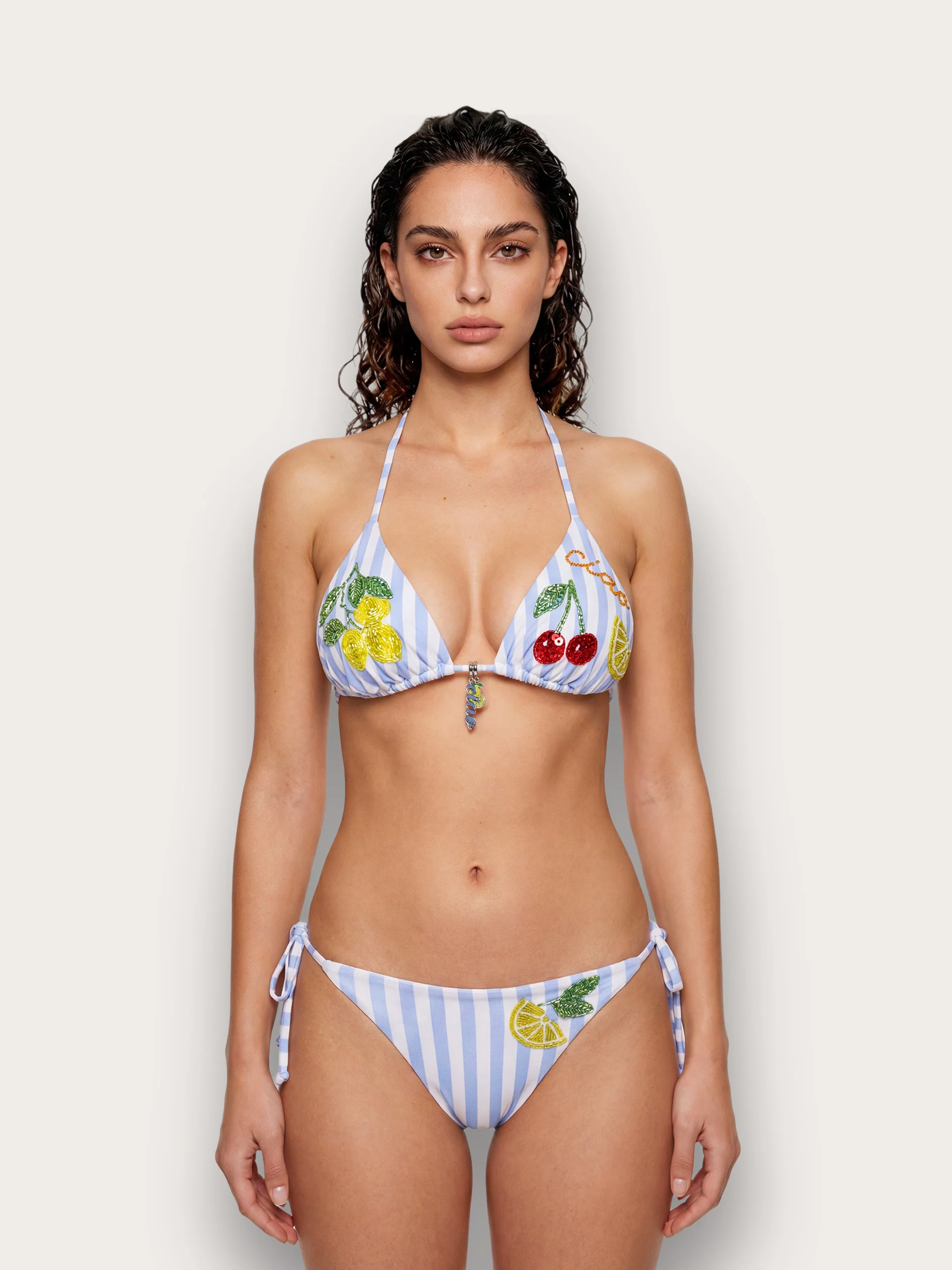 Costume slip lacci con ricamo - Baby Blu - Image 8