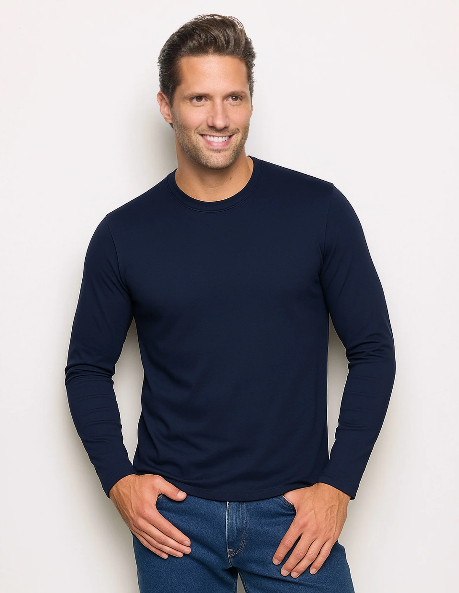 Maglia girocollo Basic in TENCEL™ Modal con Seta
