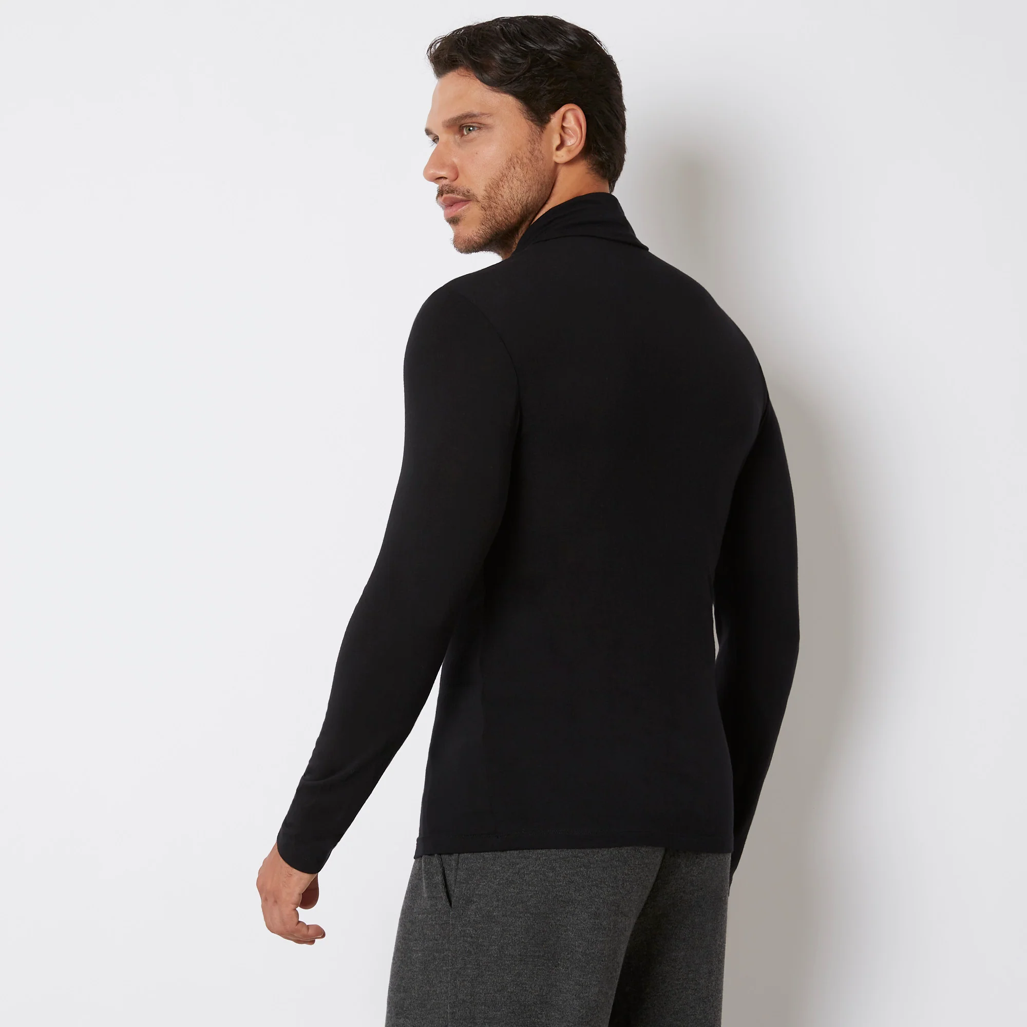 Maglia manica lunga a collo alto Basic con Modal e Cashmere - Image 6