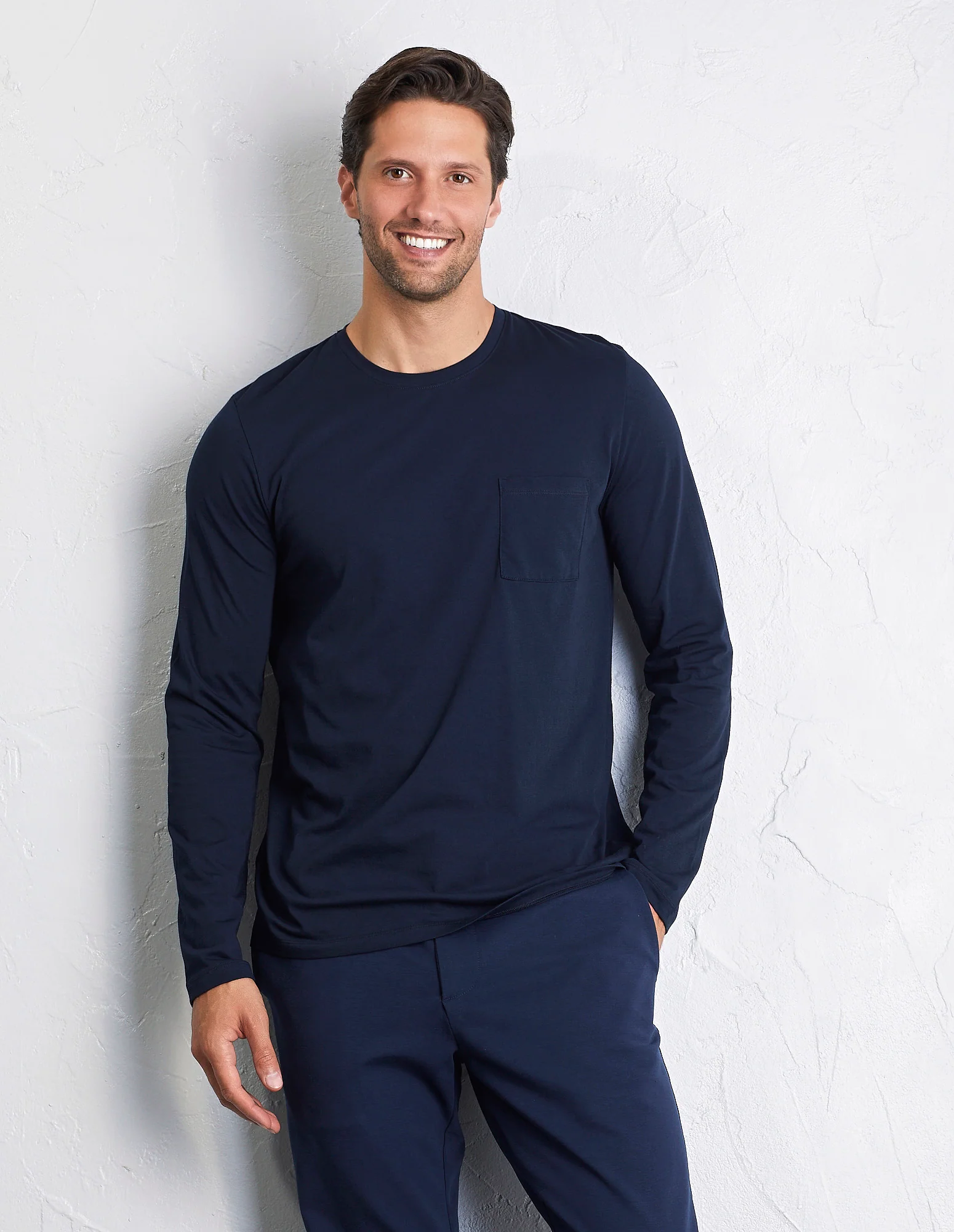 Maglia manica lunga girocollo con taschino in cotone Supima Luxury - Image 6