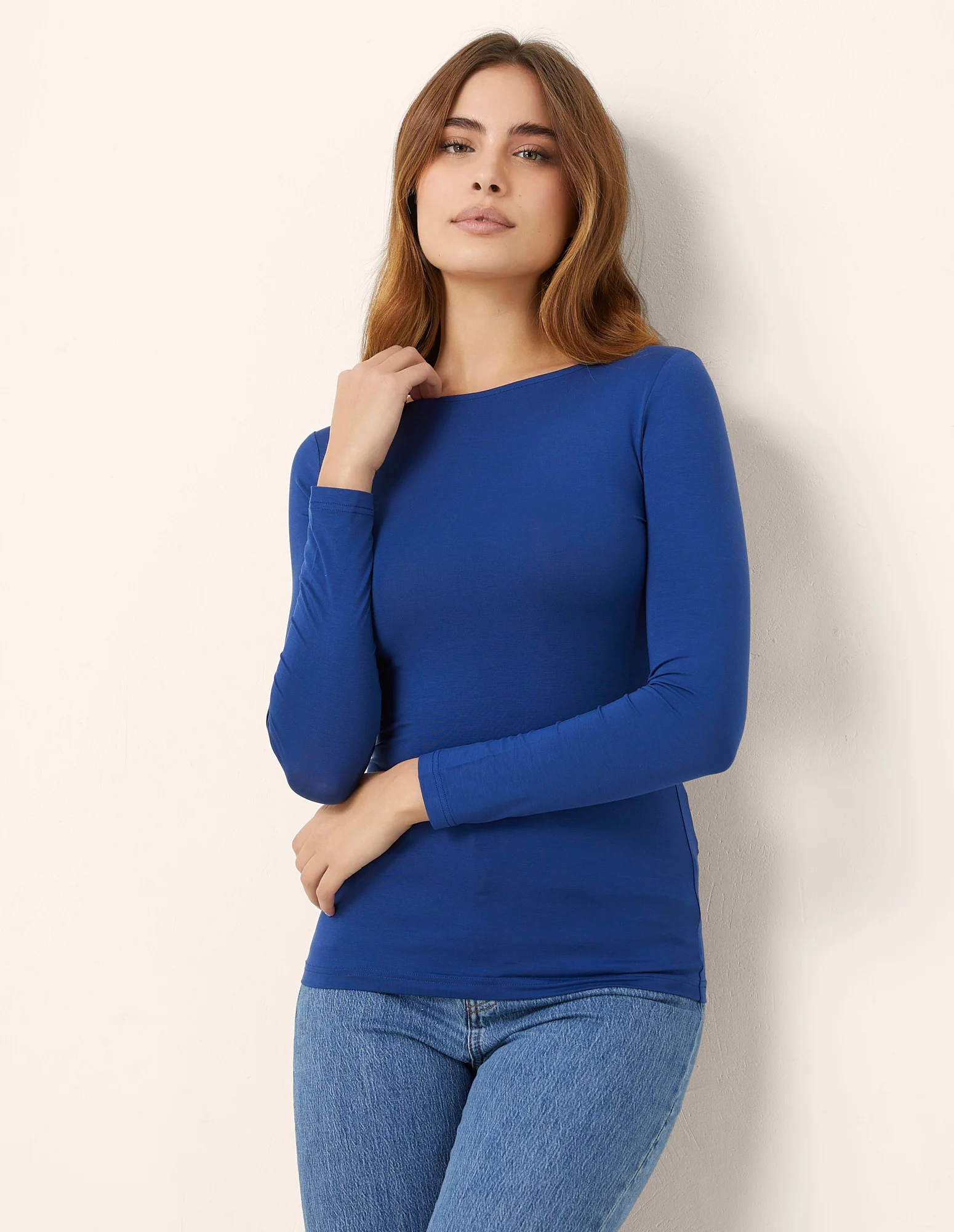 Maglia scollo a barchetta Basic in TENCEL™ Modal e Seta
