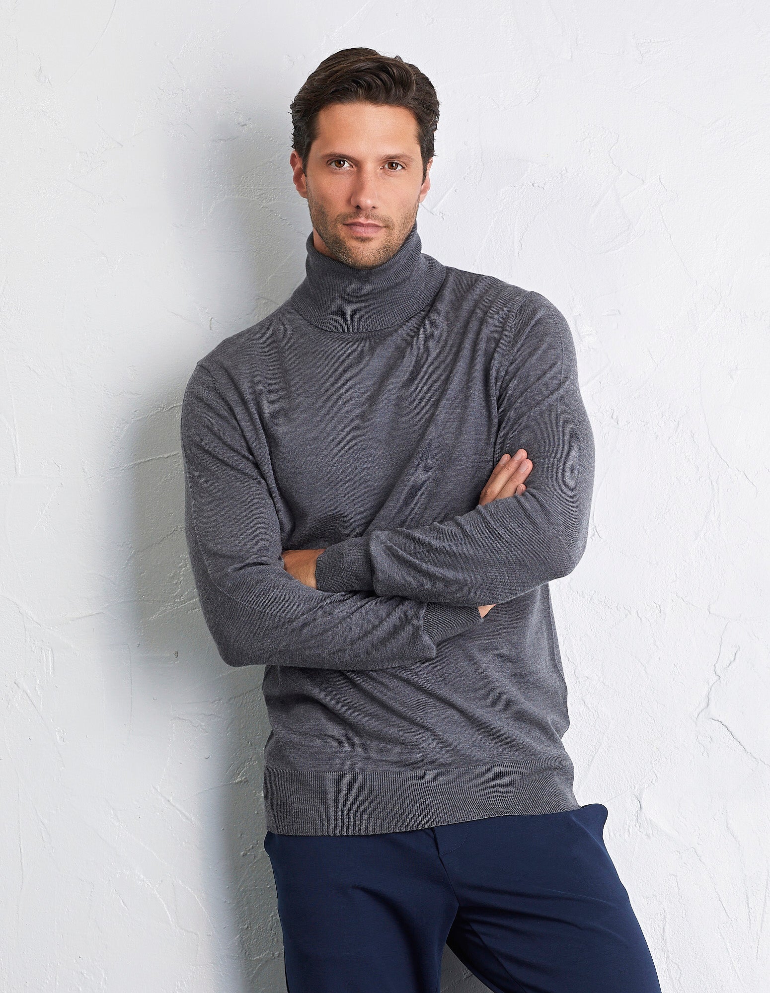 Maglione manica lunga a collo alto in maglia Wool Blend - Image 10