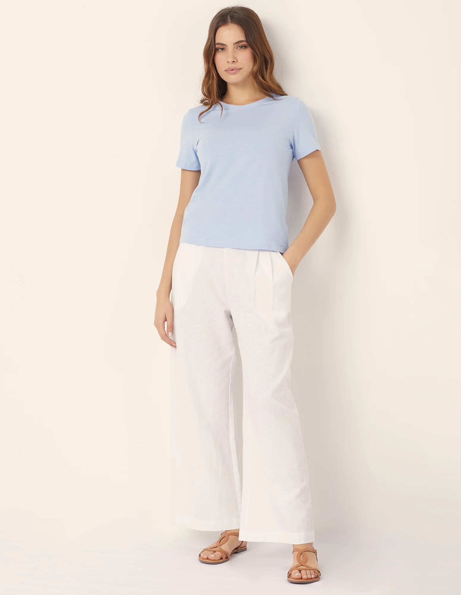 Pantalone lungo con pince Cotton Linen