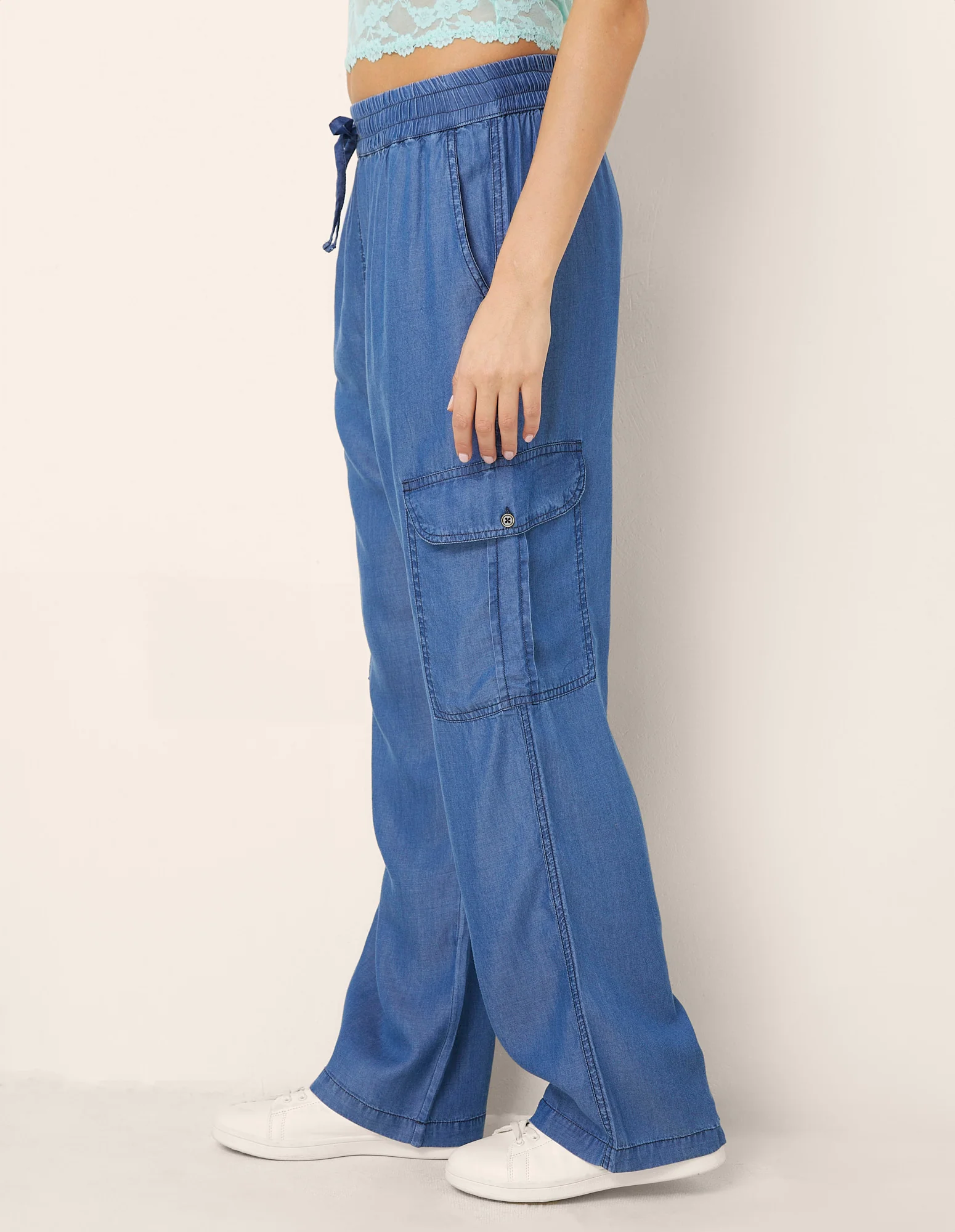Pantalone lungo da donna cargo Denim - Image 3