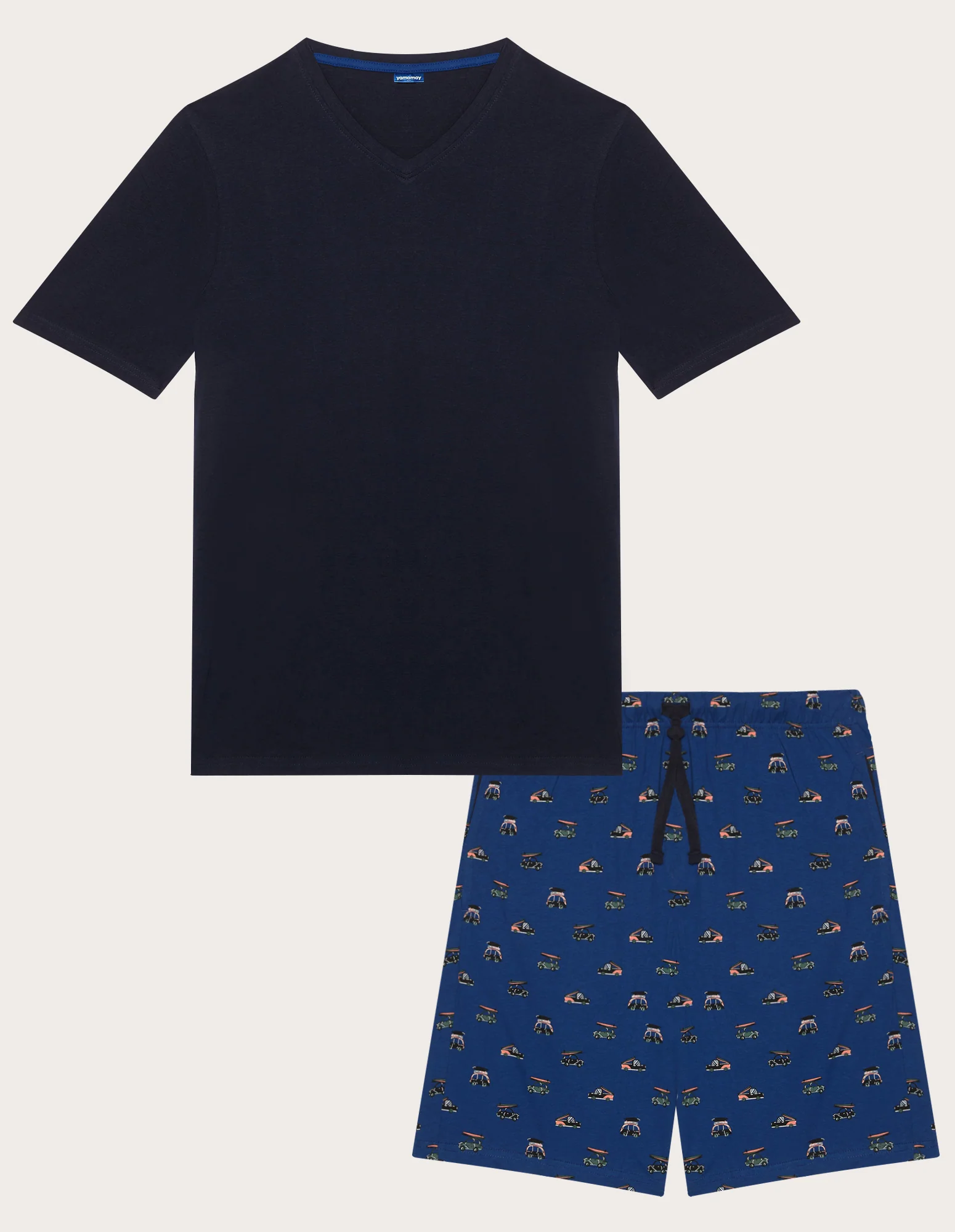 Pigiama corto blu da uomo con scollo a V Royal Marine - Image 6