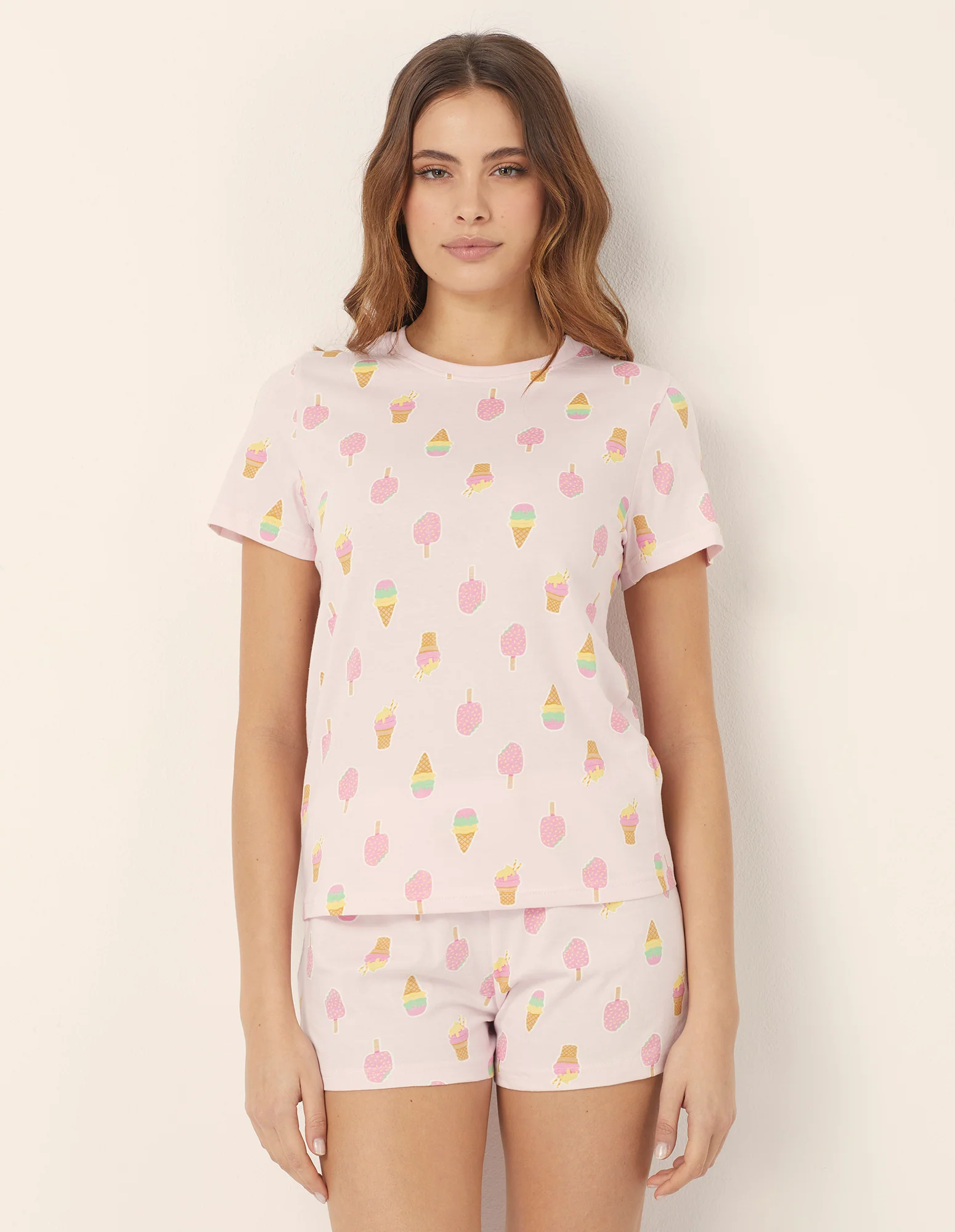 Pigiama corto con maglia girocollo con coni gelato all-over Sweet Summer - Image 2