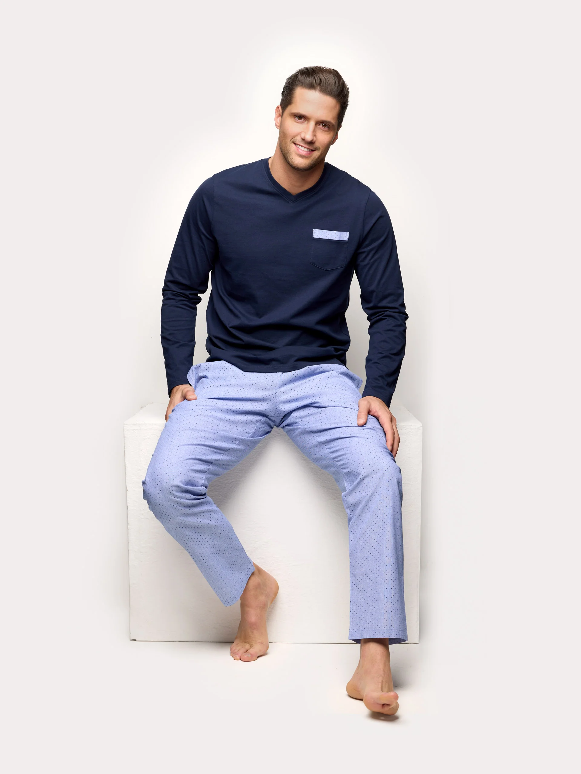 Pigiama lungo in jersey e tela di cotone - Daily Pajamas