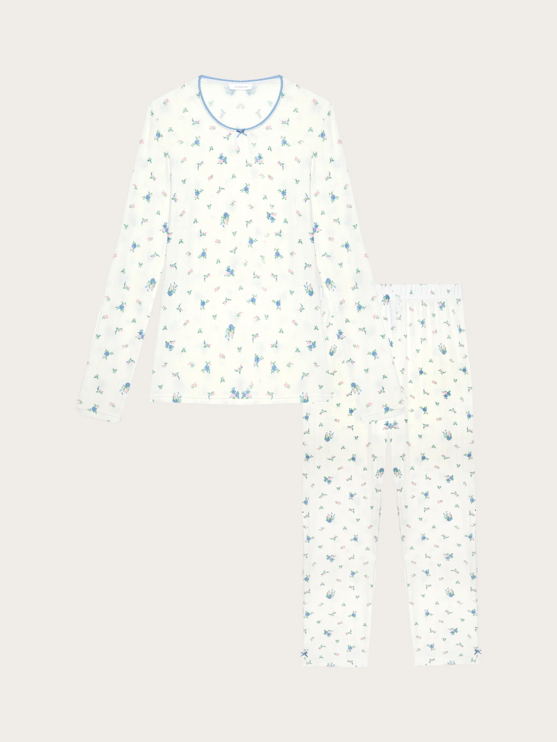 Pigiama lungo in jersey jacquard - Pointell - Image 5