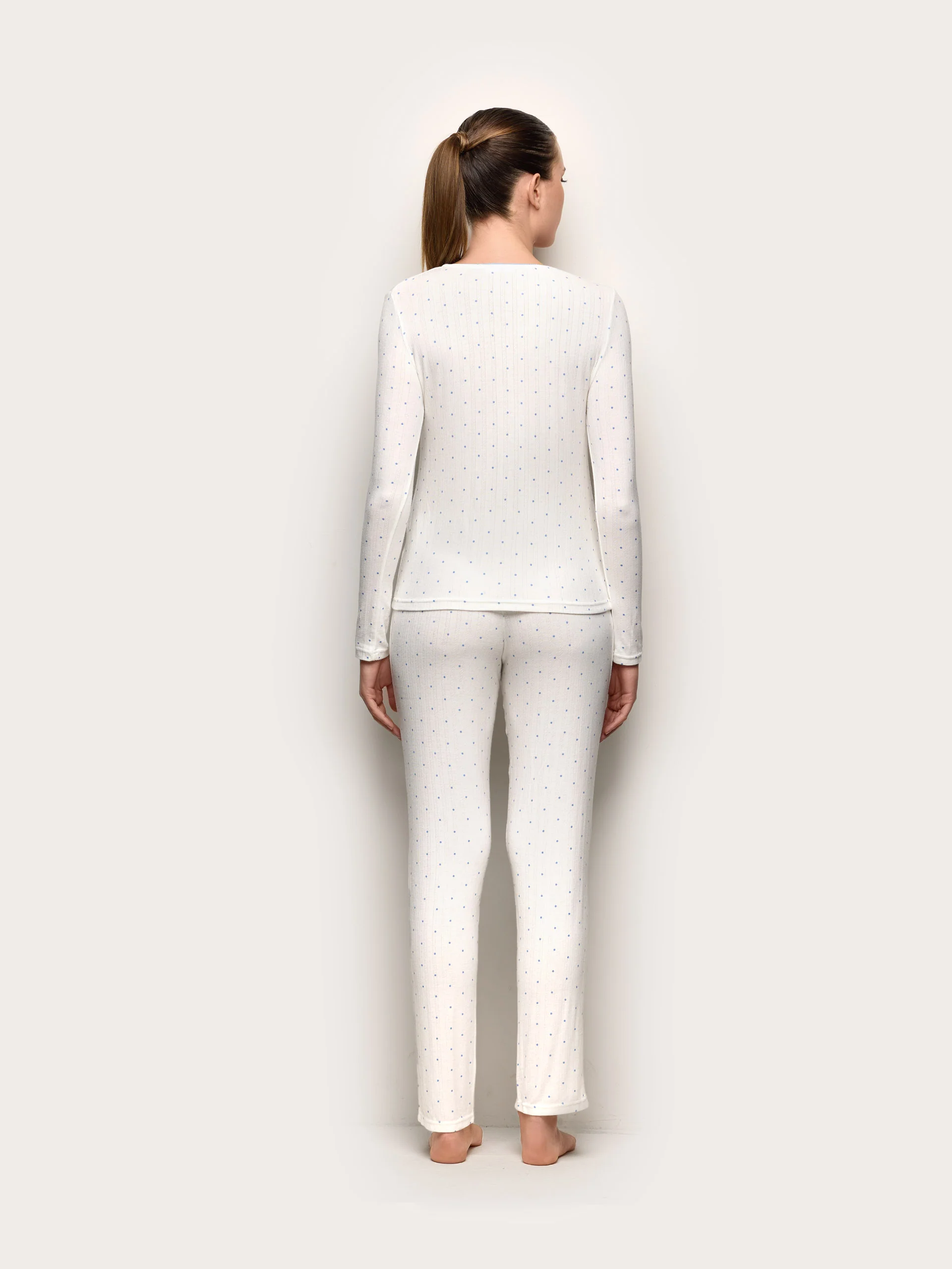 Pigiama lungo in jersey jacquard  - Pointell - Image 3