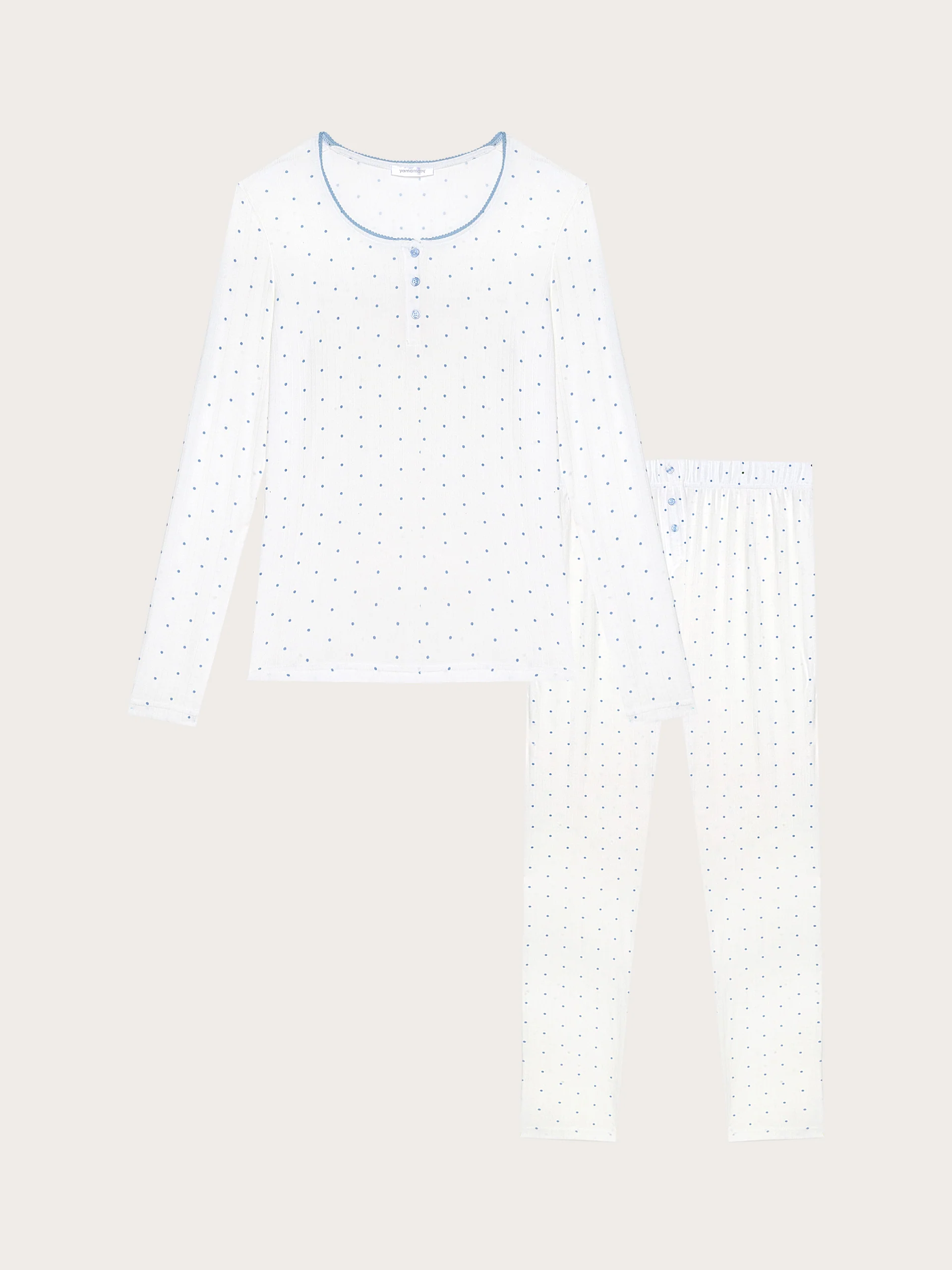 Pigiama lungo in jersey jacquard  - Pointell - Image 4