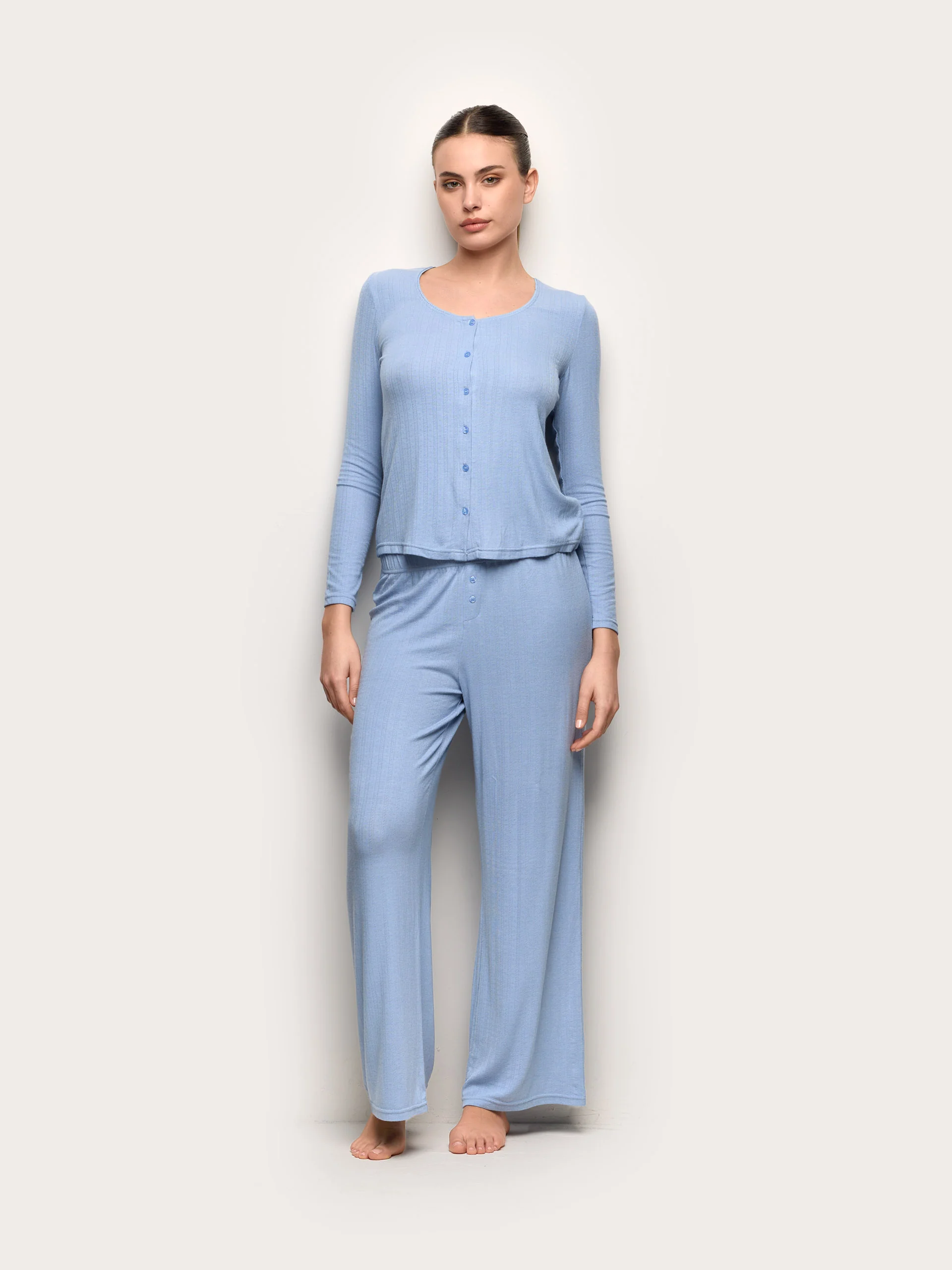 Pigiama lungo in jersey jacquard  - Pointell
