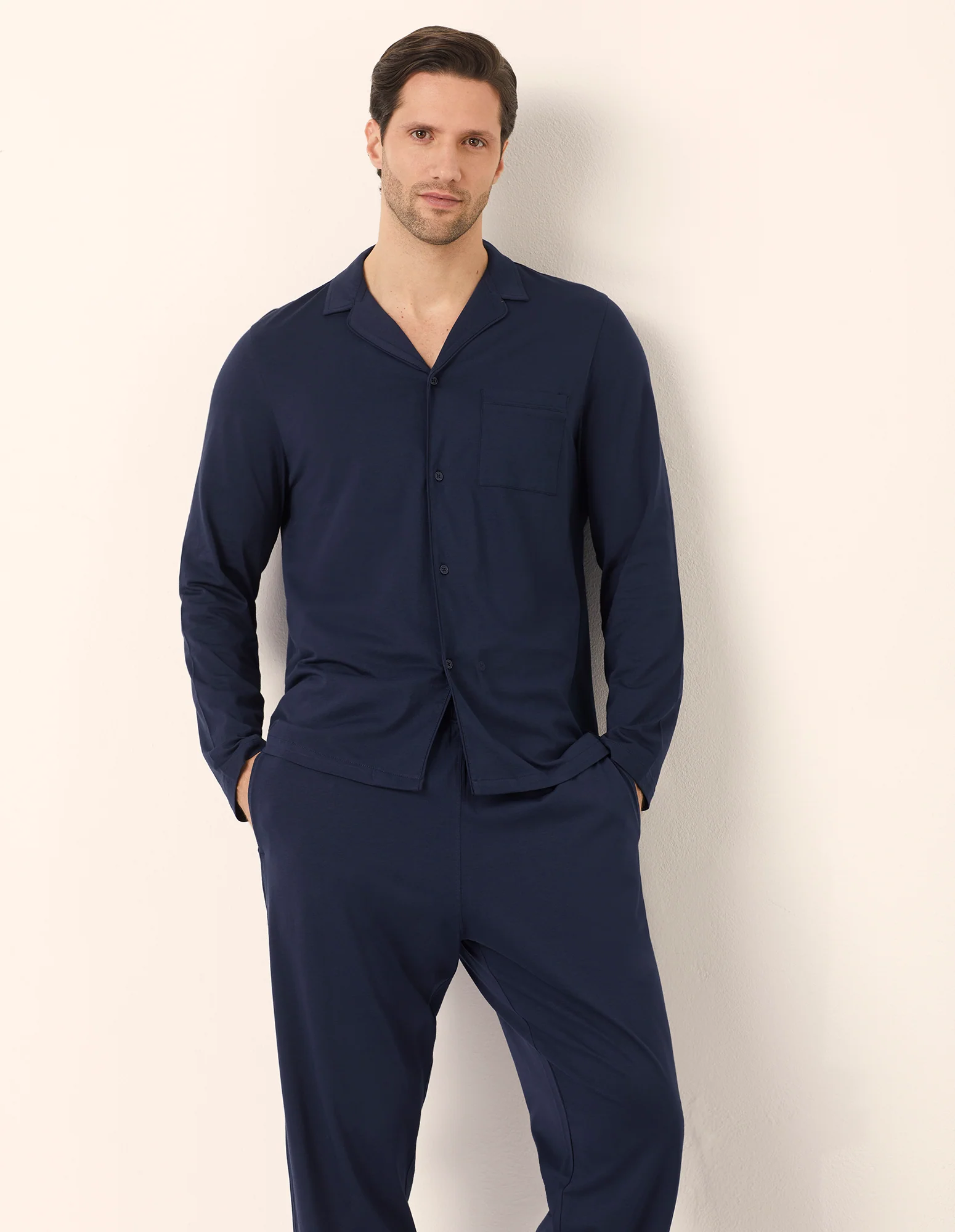 Pigiama lungo taglio camicia in cotone Daily Pajamas