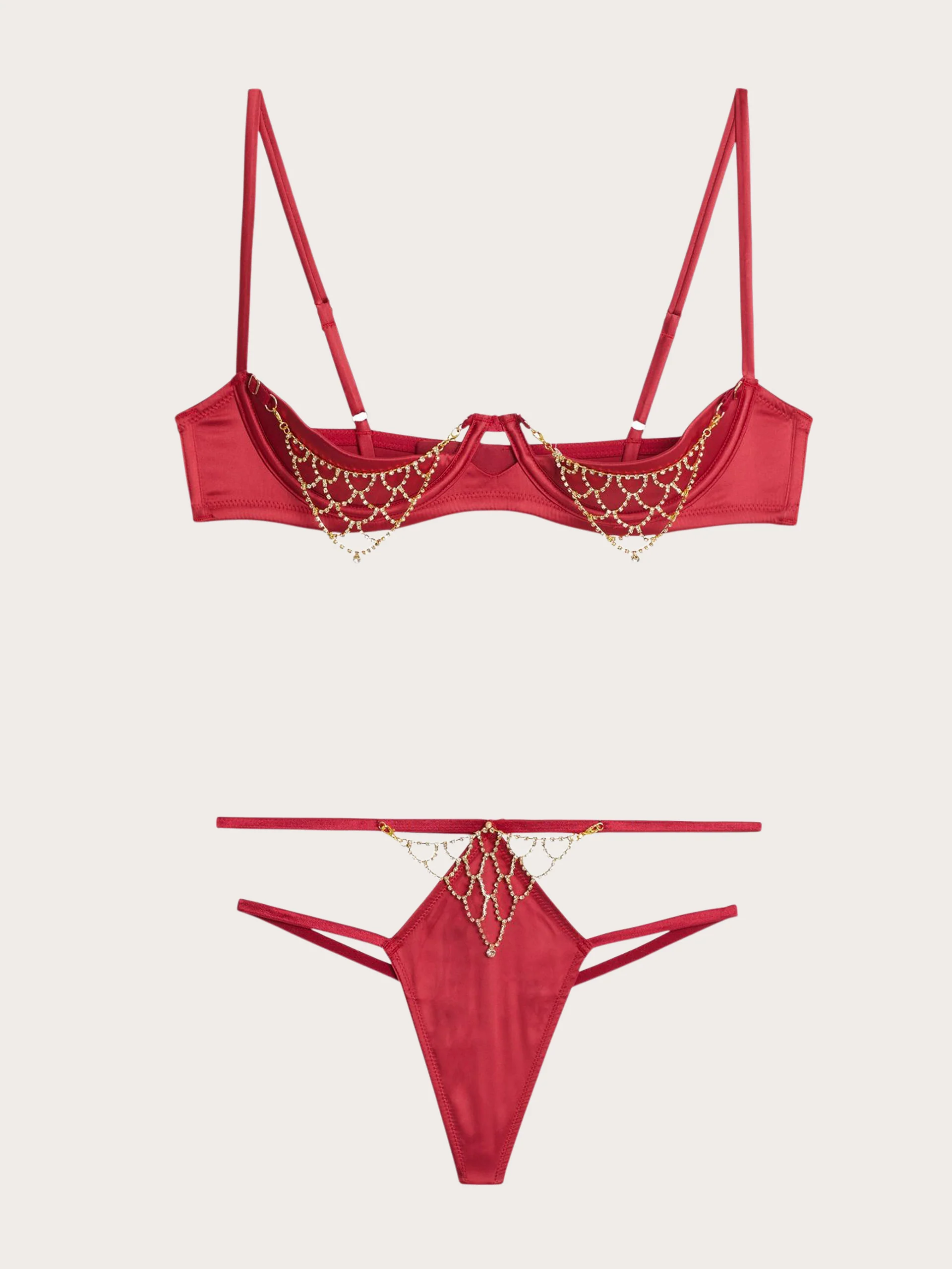 Set reggiseno e perizoma in raso Privè - Sparks - Image 5