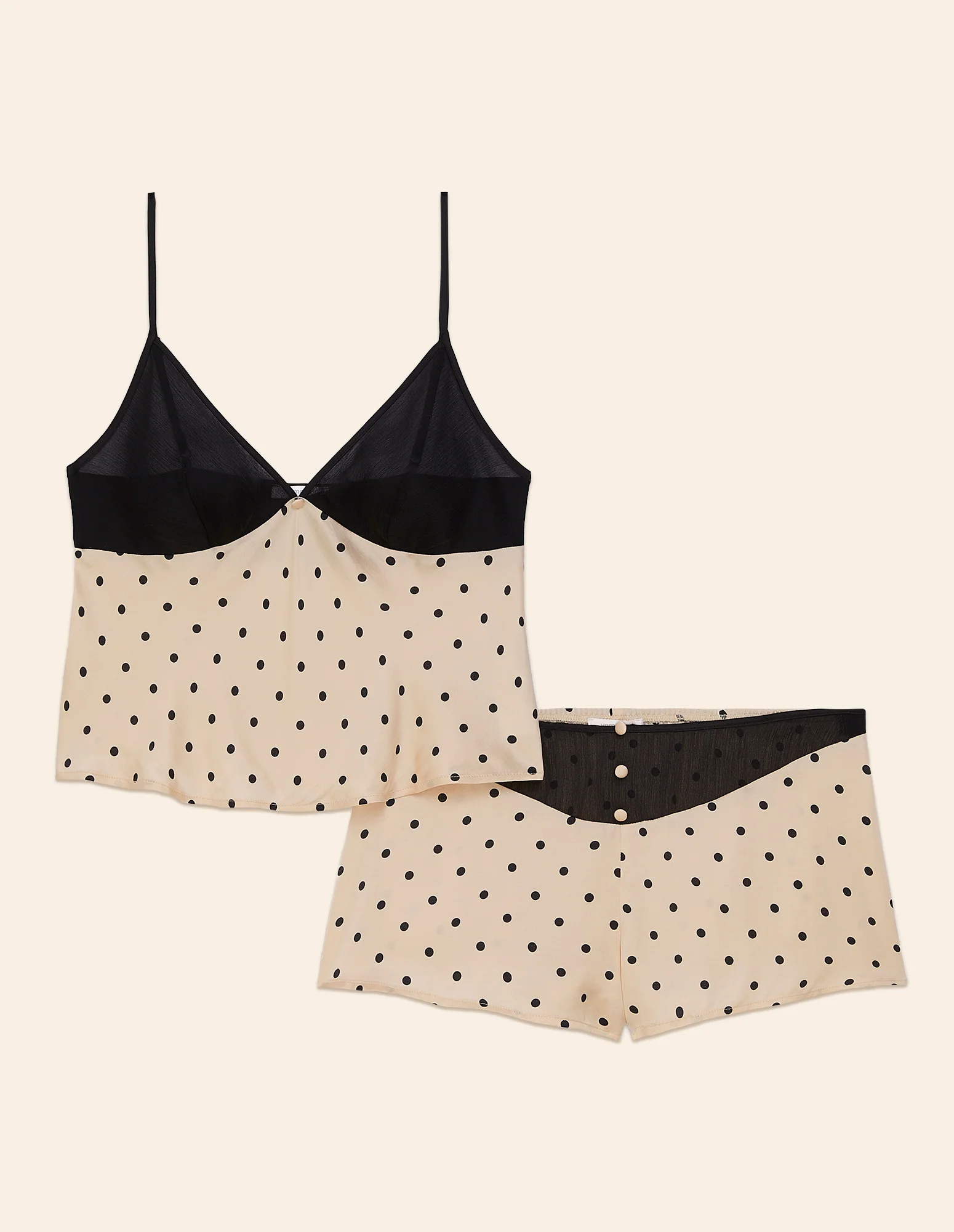 Set top e culotte in raso di viscosa e organza Delice - Image 5