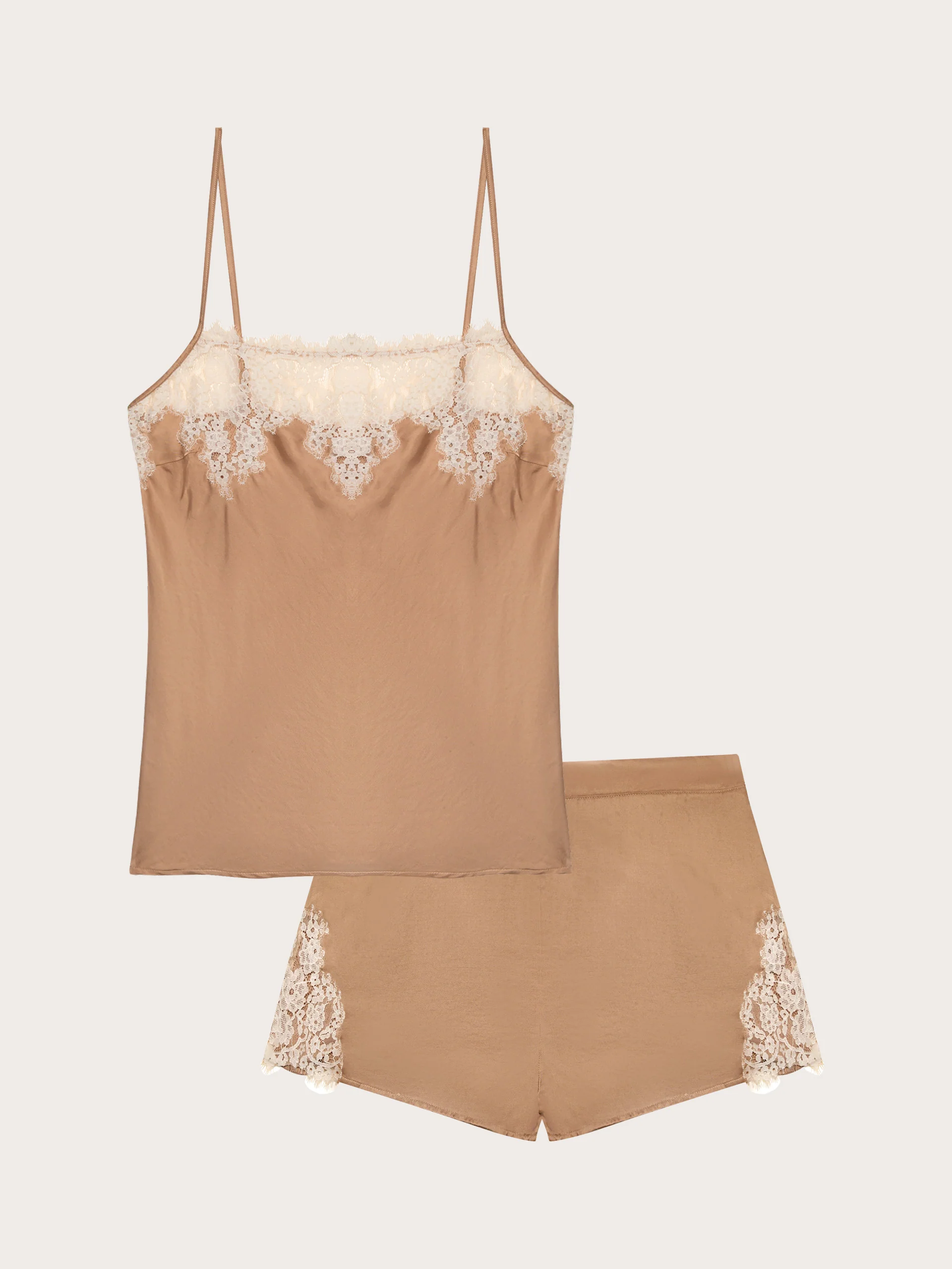 Set top e culotte in raso di viscosa e pizzo - Chantilly - Image 5