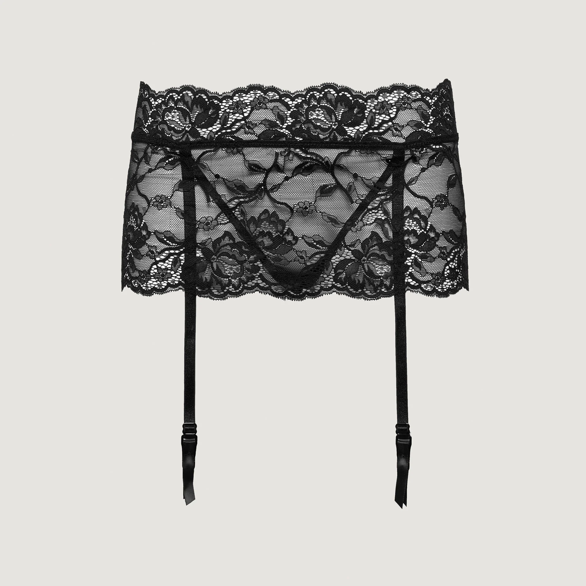 Slip a vita alta aperta con reggicalze in pizzo e tulle Privè  - Malice - Image 3