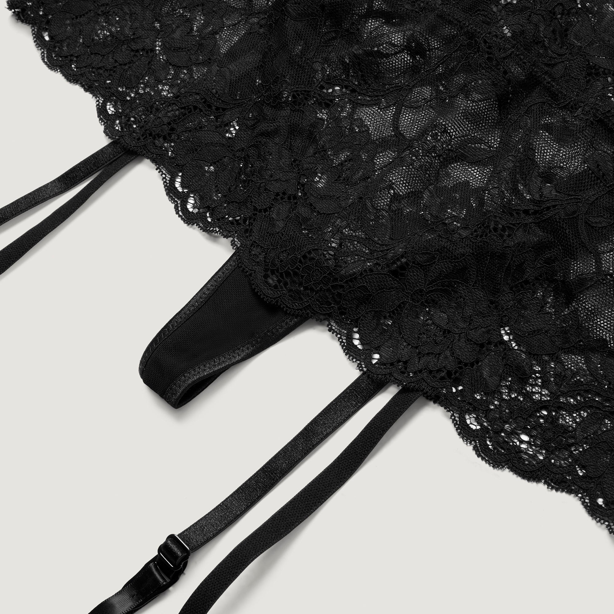 Slip a vita alta aperta con reggicalze in pizzo e tulle Privè  - Malice - Image 4