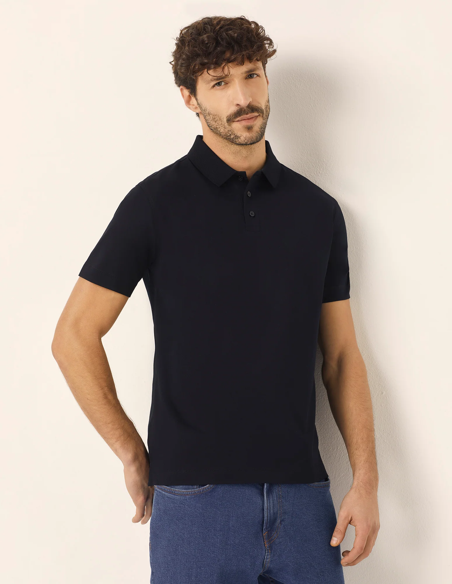 T-shirt taglio polo da uomo in cotone Premium Cotton - Image 11
