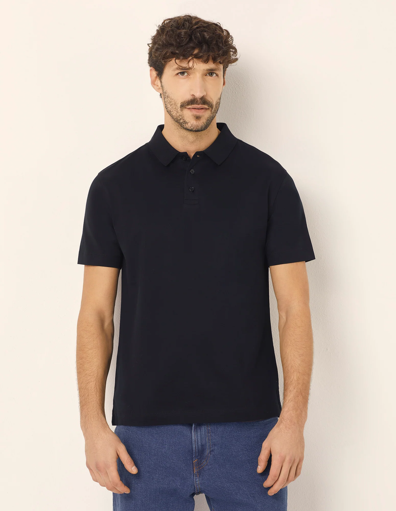 T-shirt taglio polo da uomo in cotone Premium Cotton - Image 12
