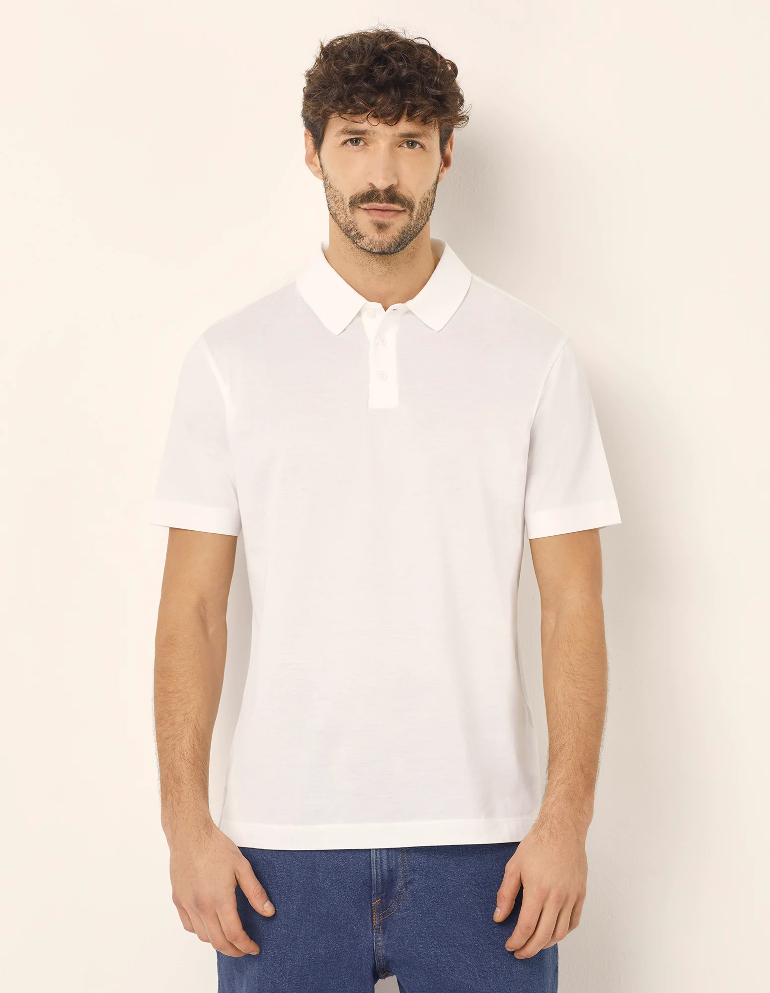 T-shirt taglio polo da uomo in cotone Premium Cotton - Image 2