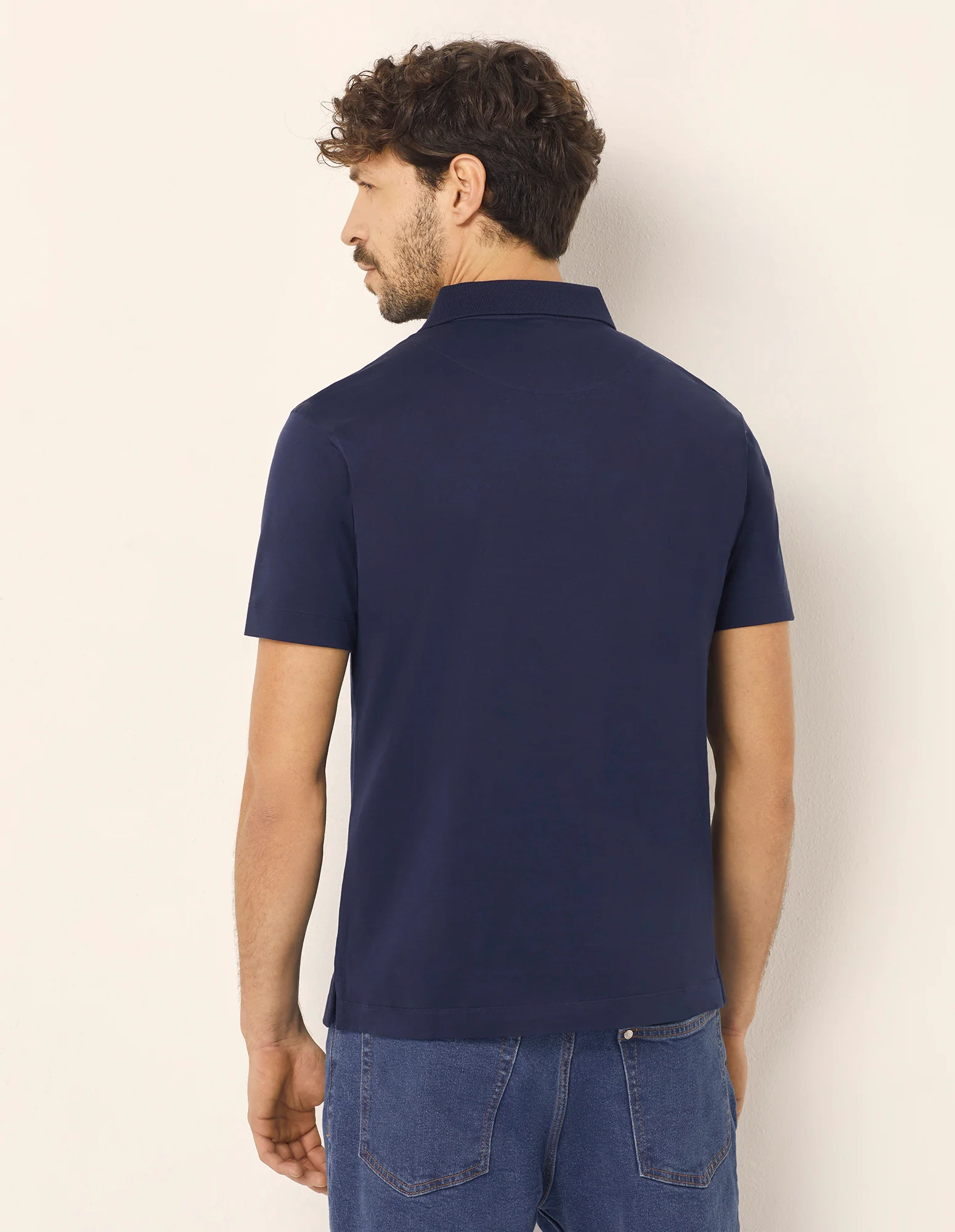 T-shirt taglio polo da uomo in cotone Premium Cotton - Image 8