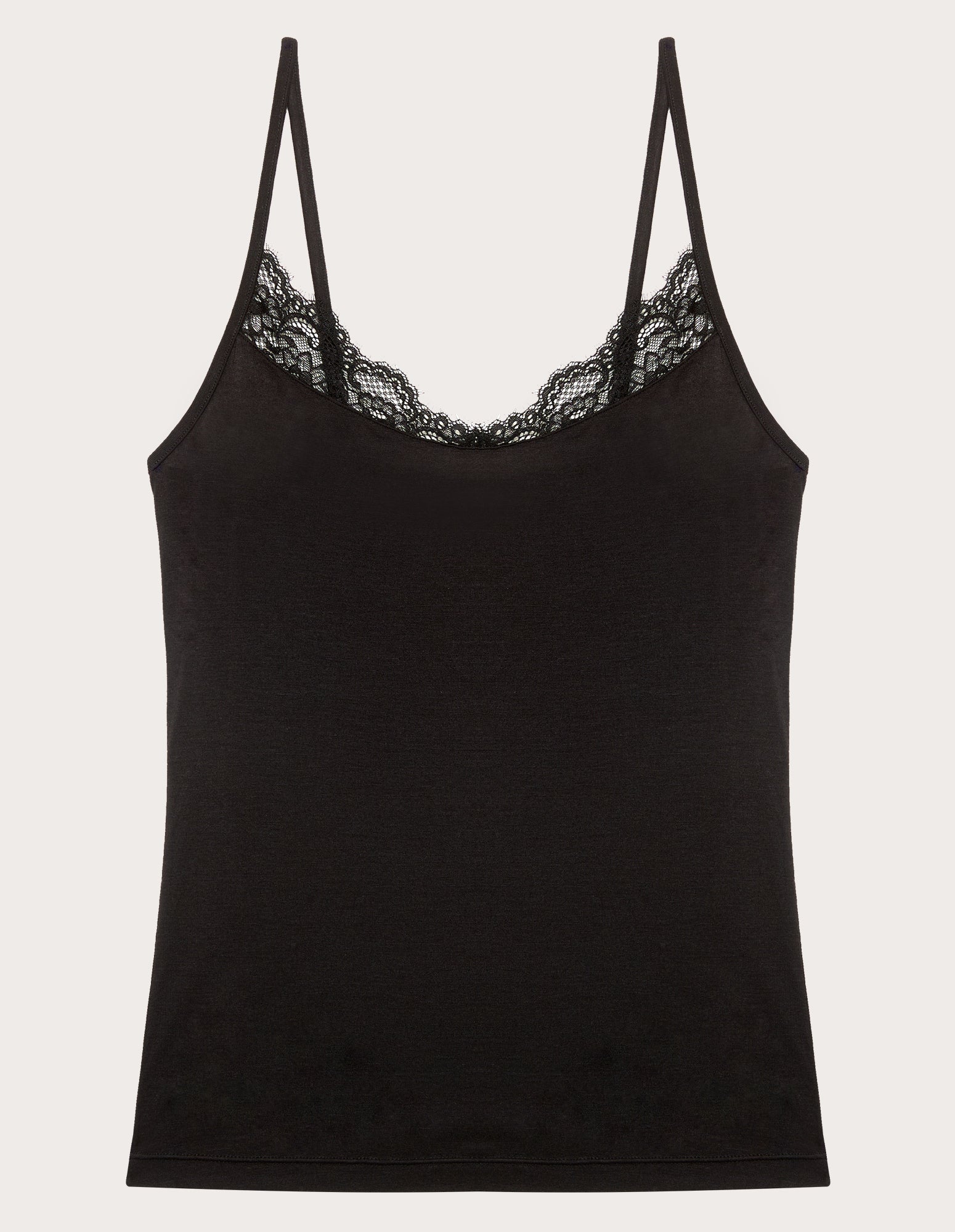 Top scollo a V con pizzo Basic in TENCEL™ Modal con Lana - Image 9