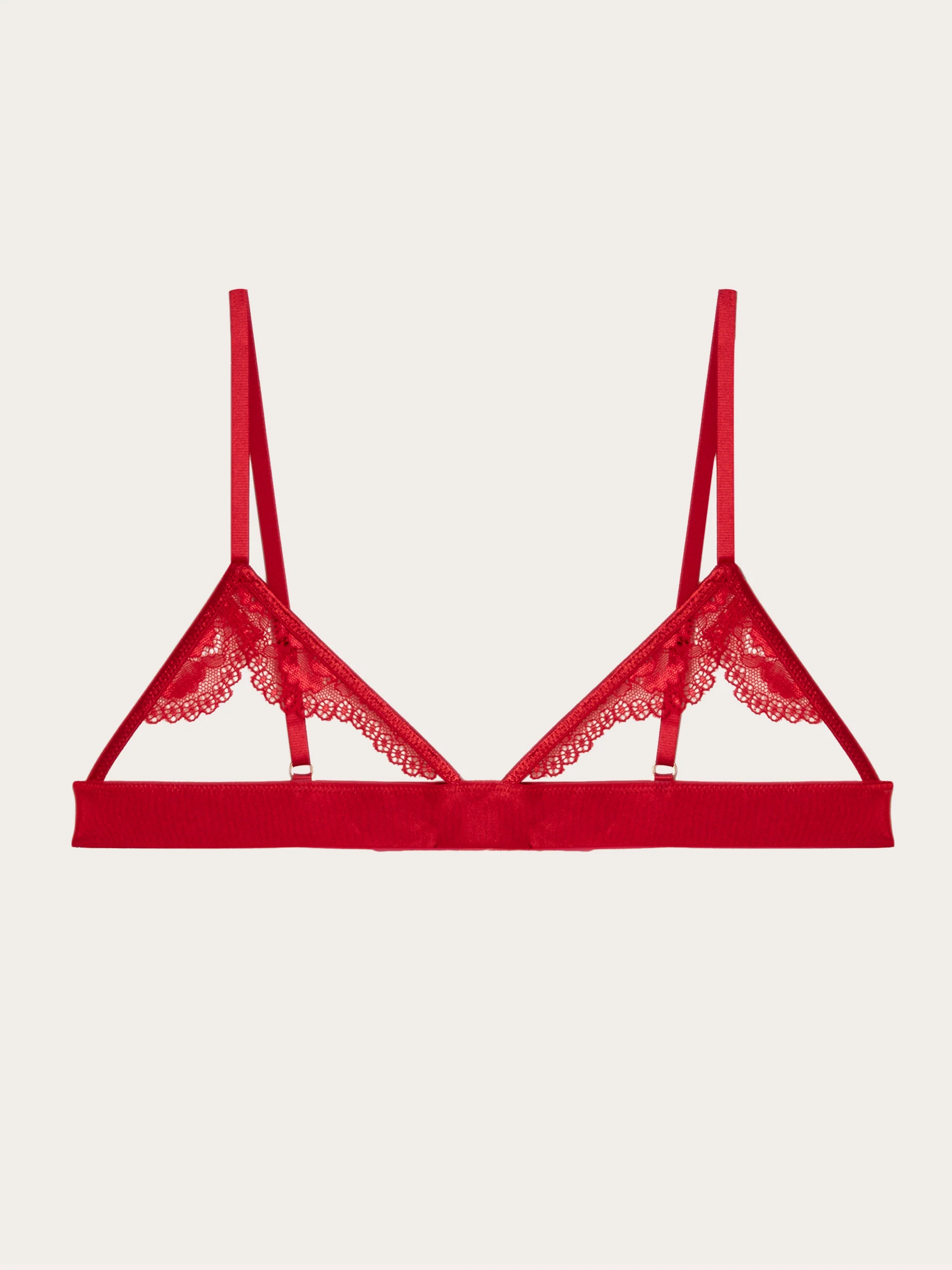 Triangolo rosso aperto senza ferretto e coppe con balza in pizzo Privè  - Magnetic Red - Image 4