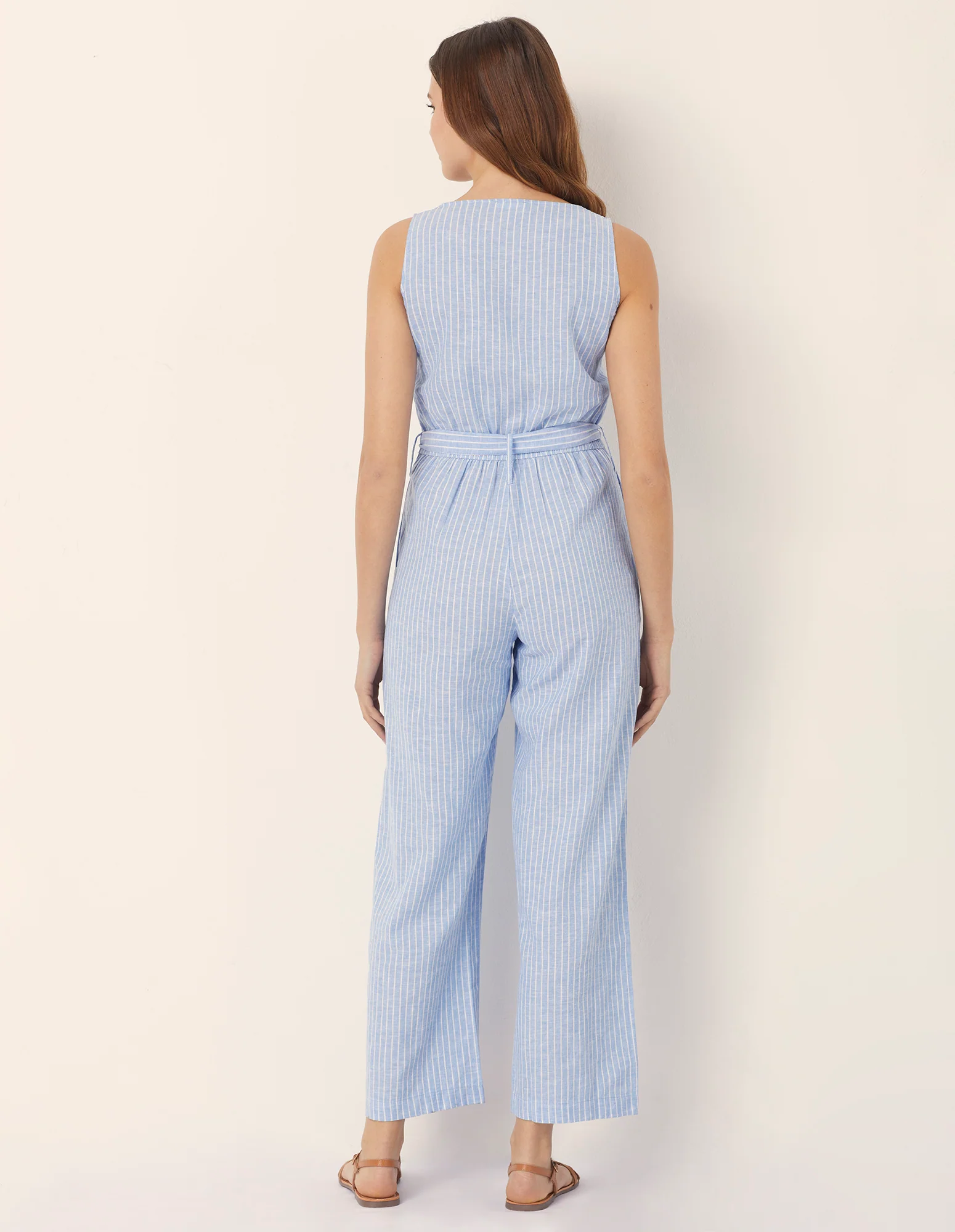 Tuta azzurra a righe bianche Cotton Linen - Image 3